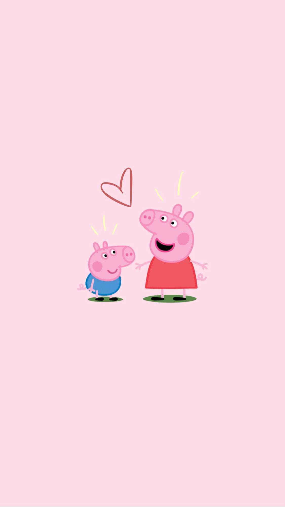 Peppa Pig 아이폰과 조지 하트 배경화면