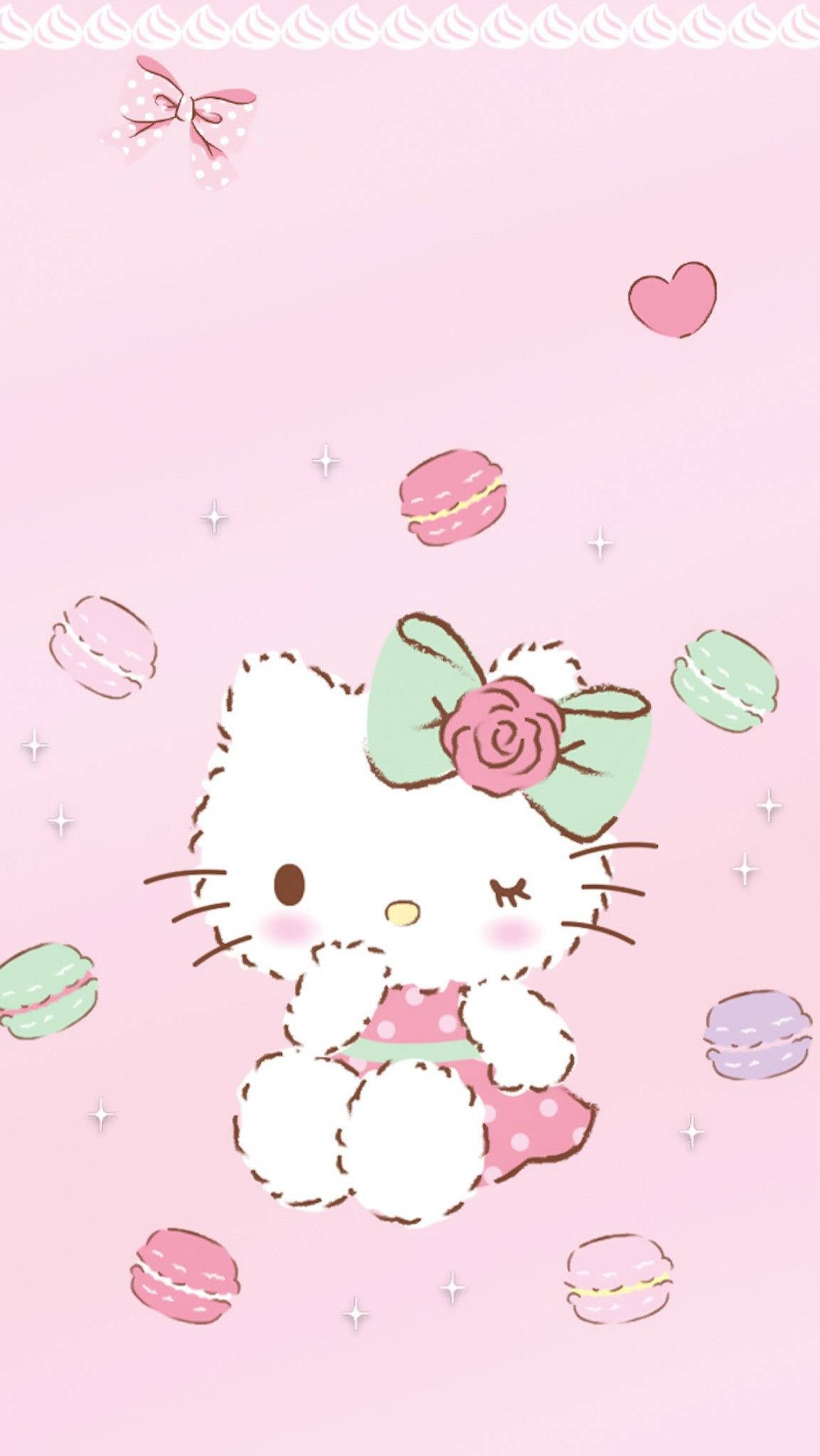 마카롱과 헬로 키티 PFP 배경화면