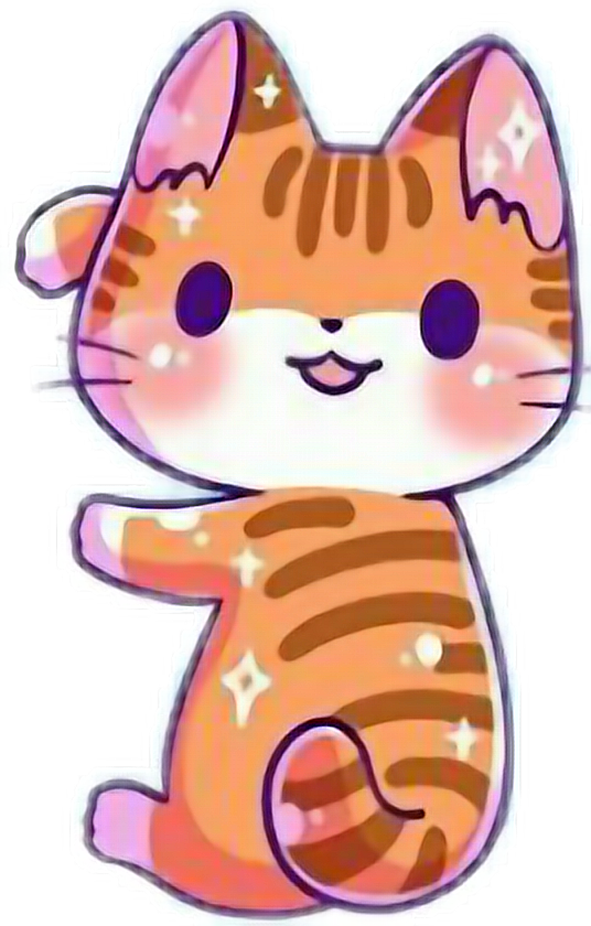 반짝이는 줄무늬 카와이 고양이.PNG 배경화면