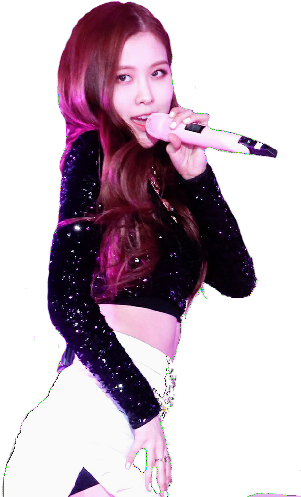 블랙핑크 멤버 무대에서 노래하는 모습.PNG 배경화면