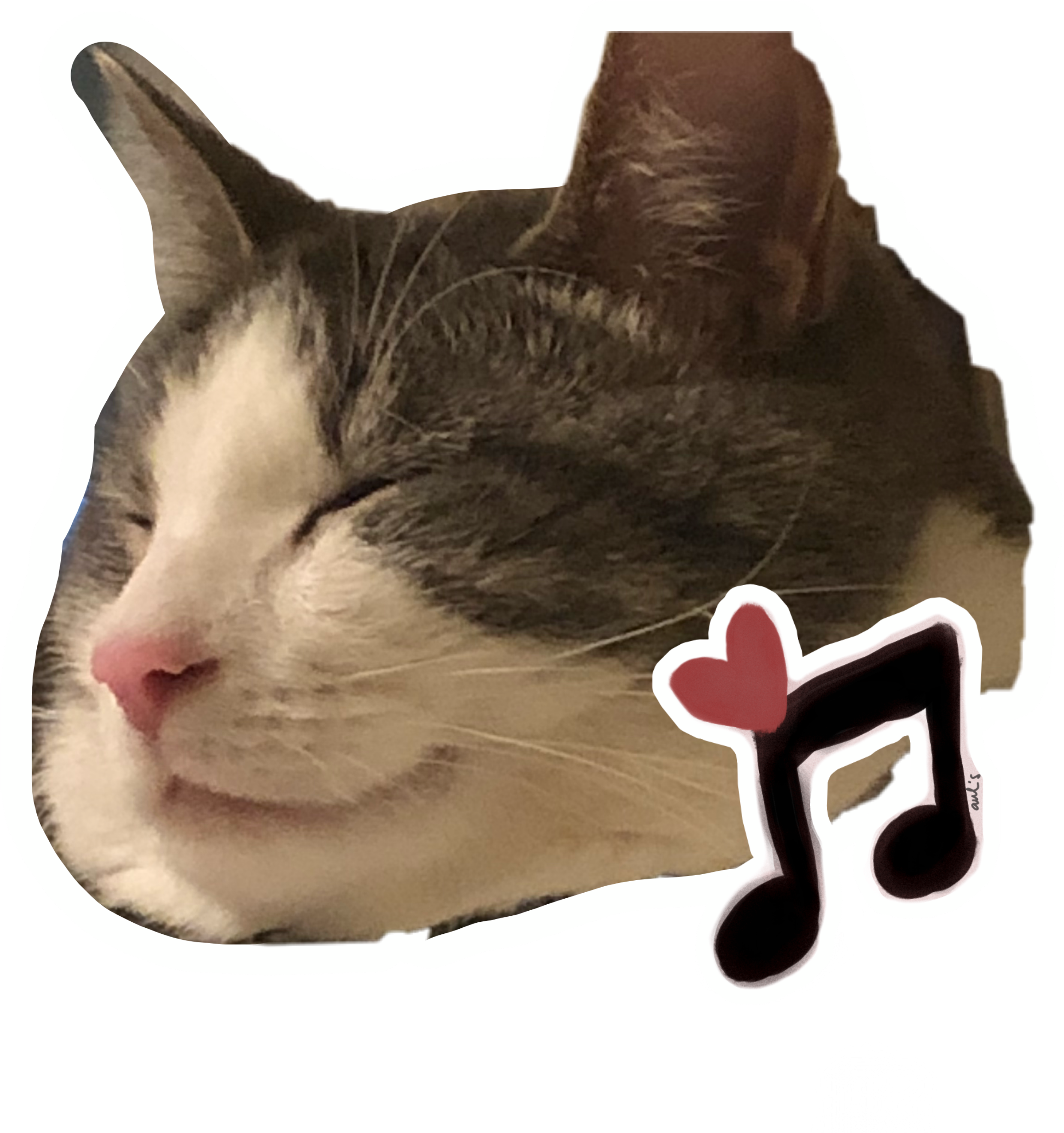 만족한 고양이 음악 사랑 스티커.PNG 배경화면