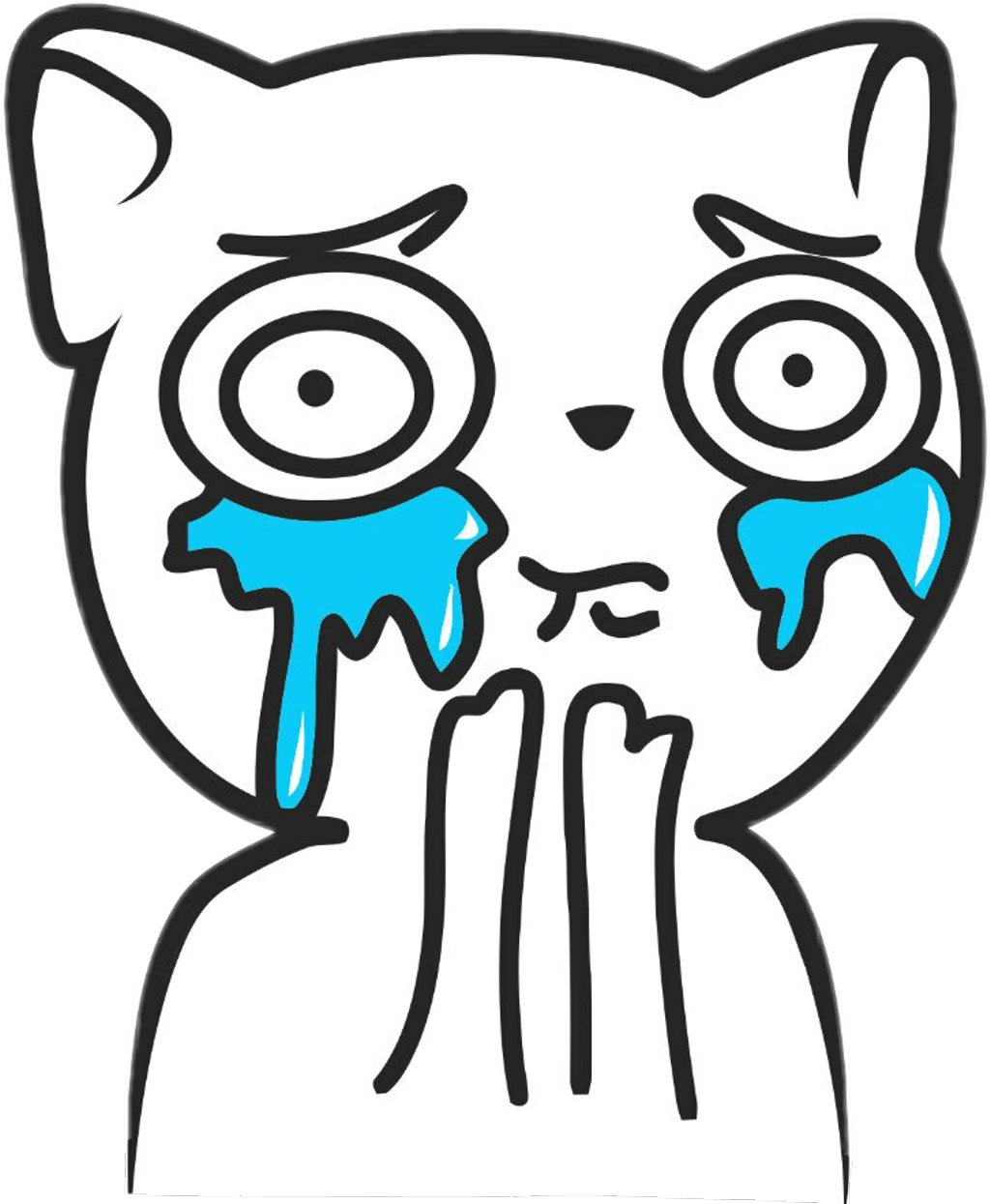 울고 있는 고양이 밈 일러스트.PNG 배경화면