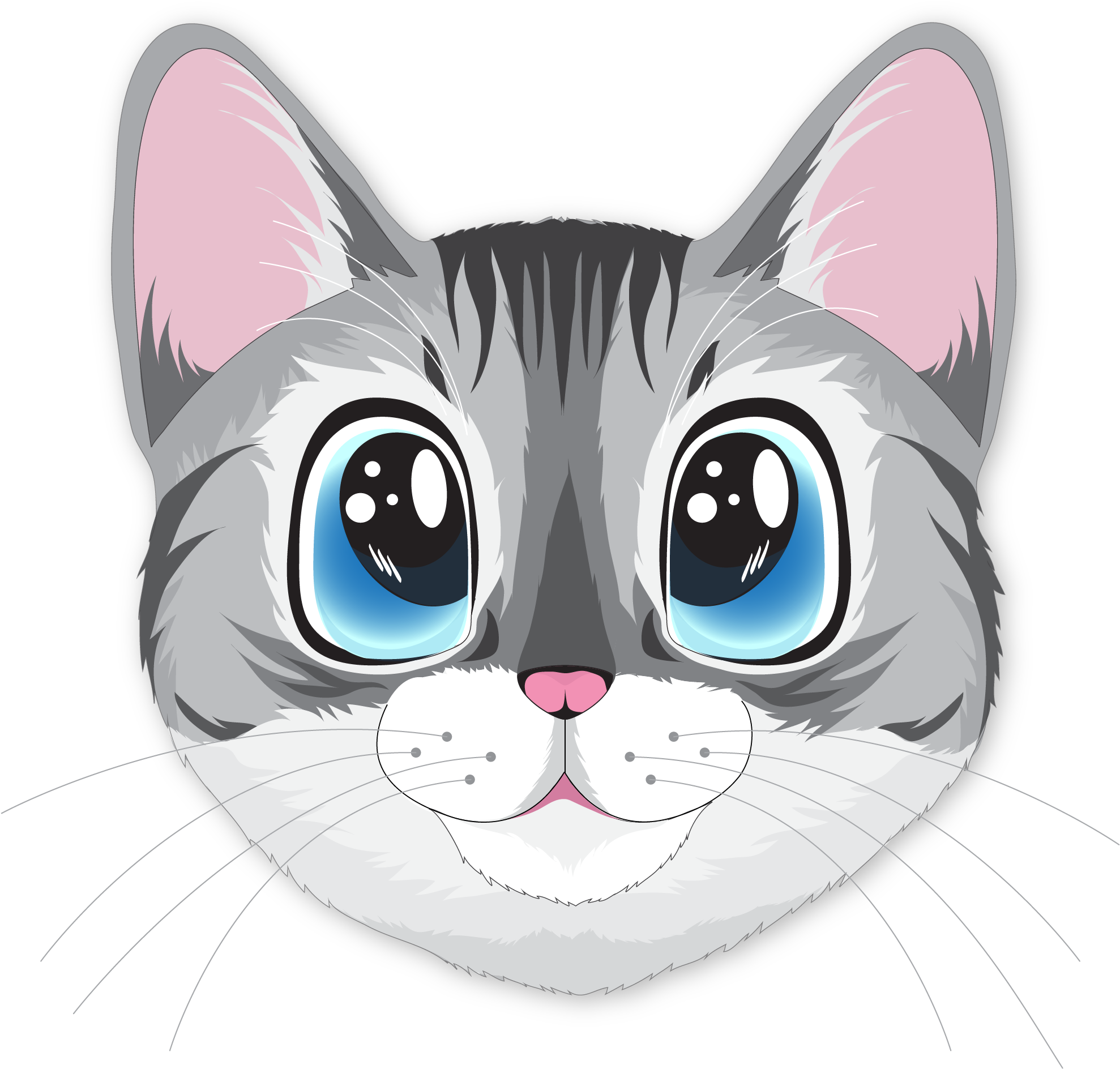 귀여운 카와이 고양이 일러스트.PNG 배경화면