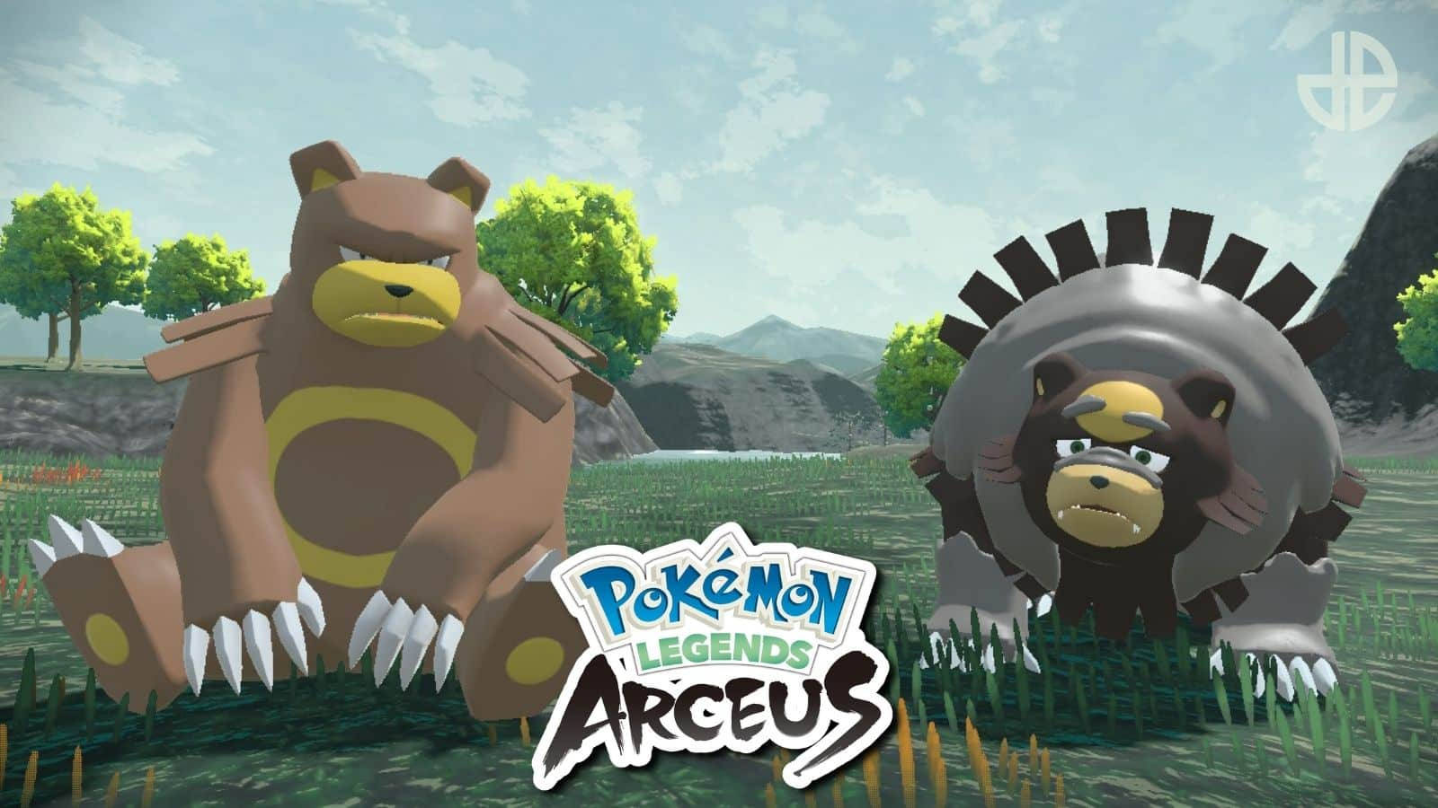 Pokémon Legends: Arceus 일러스트 - 링곰과 포푸니라 배경화면