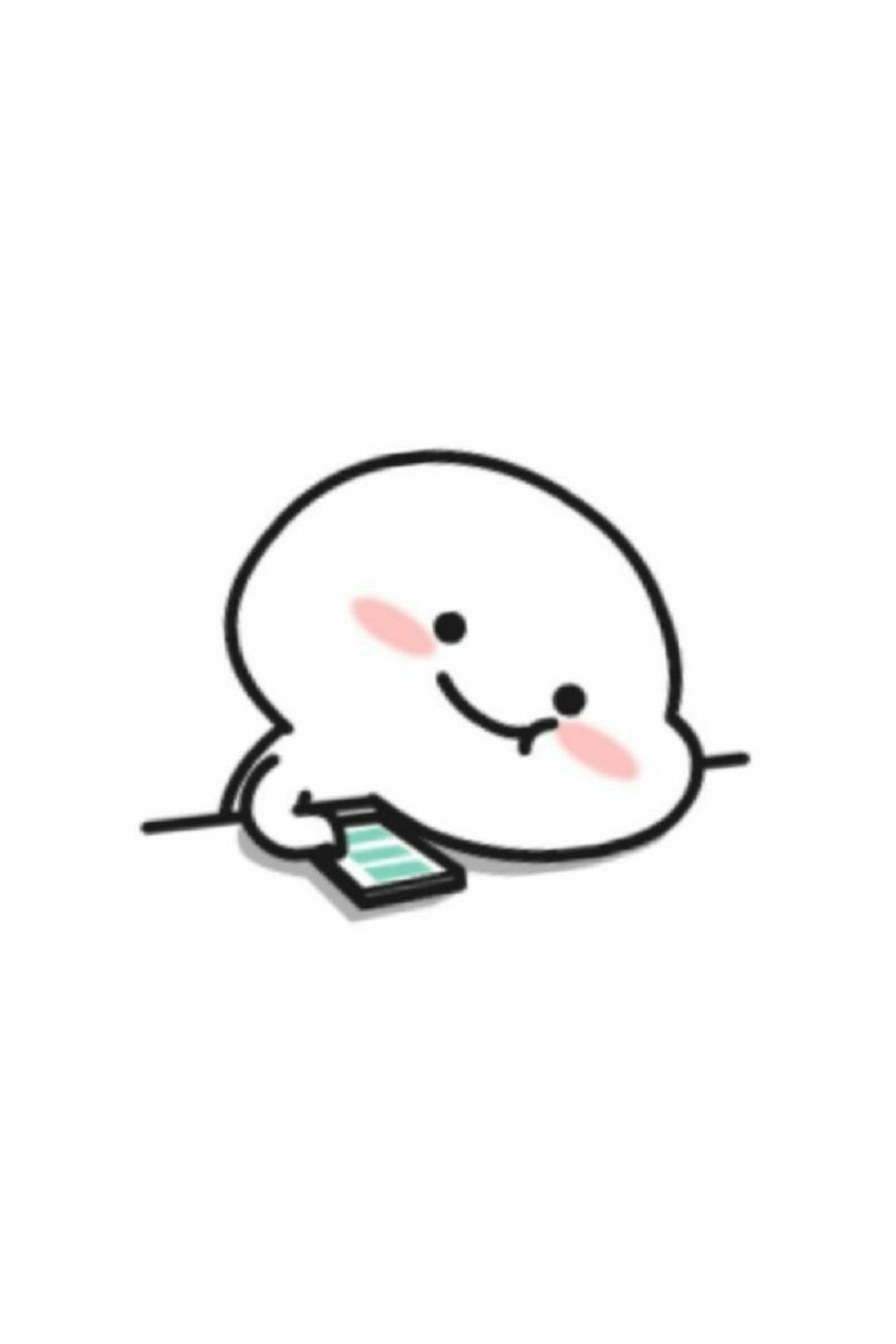 Quby가 핸드폰을 든 흰 화면 배경화면