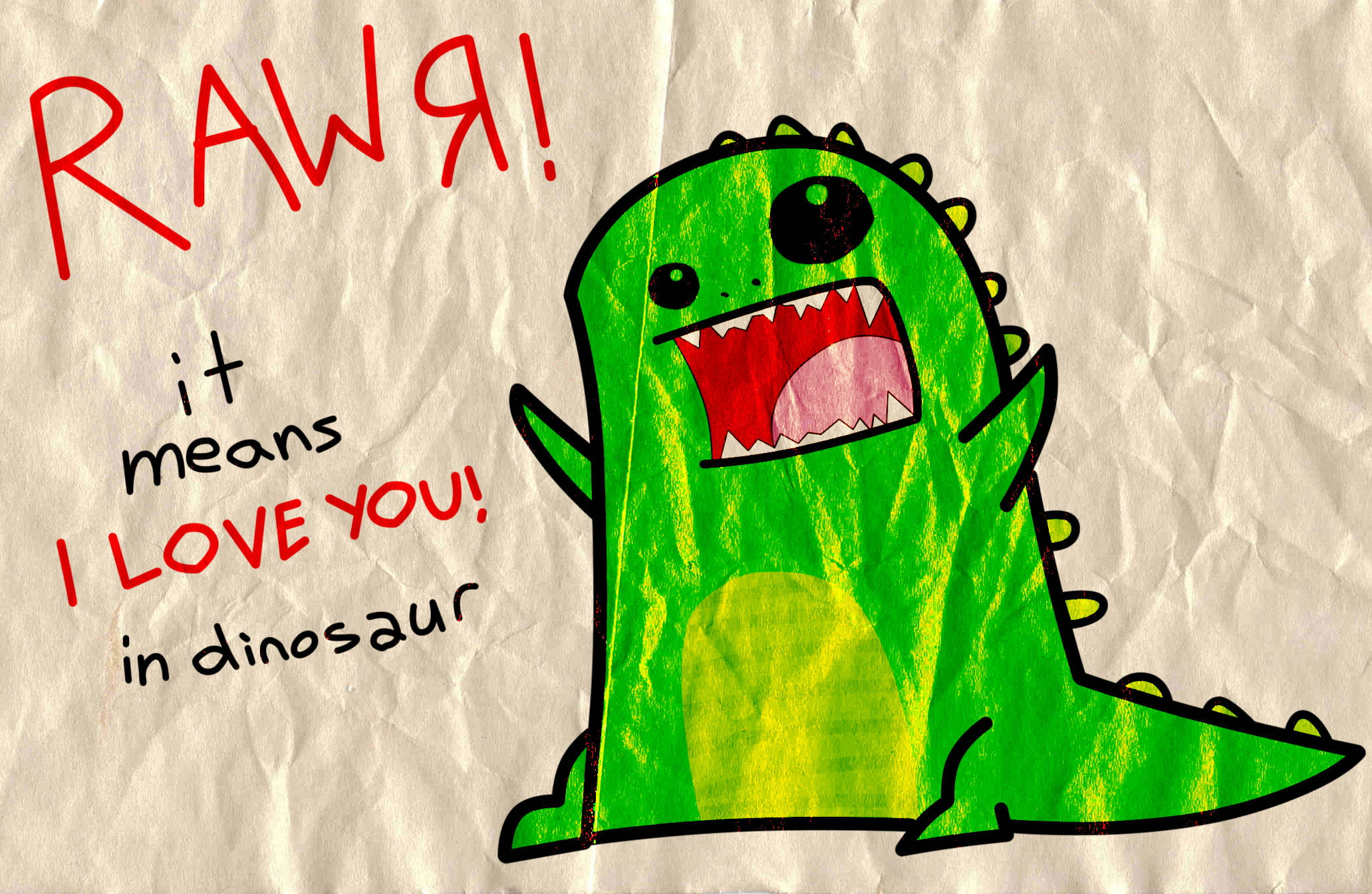 귀여운 공룡 Rawr 사랑해 배경화면