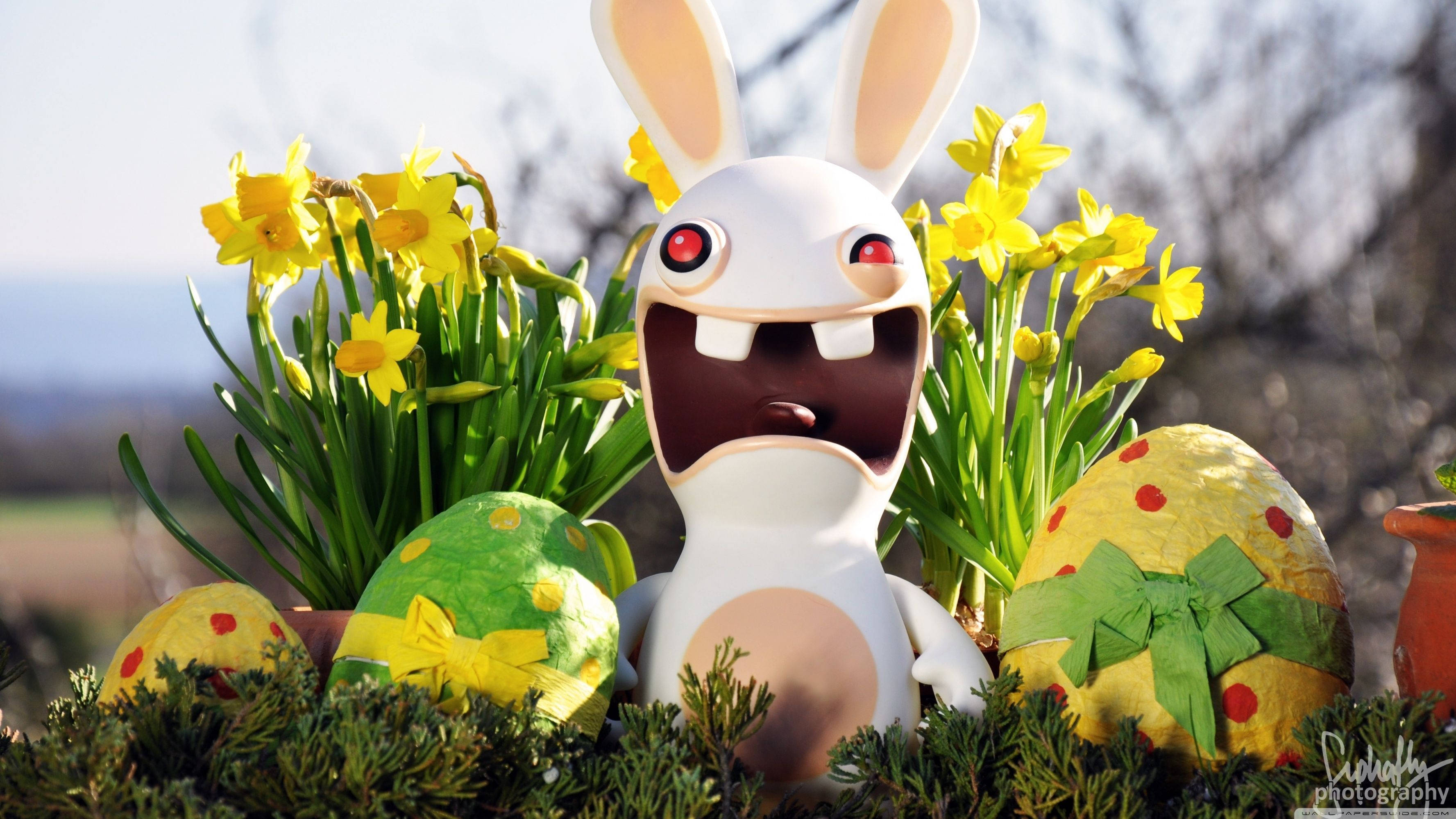 이 화려한 Rayman Rabbid 달걀로 부활절을 축하하세요 배경화면