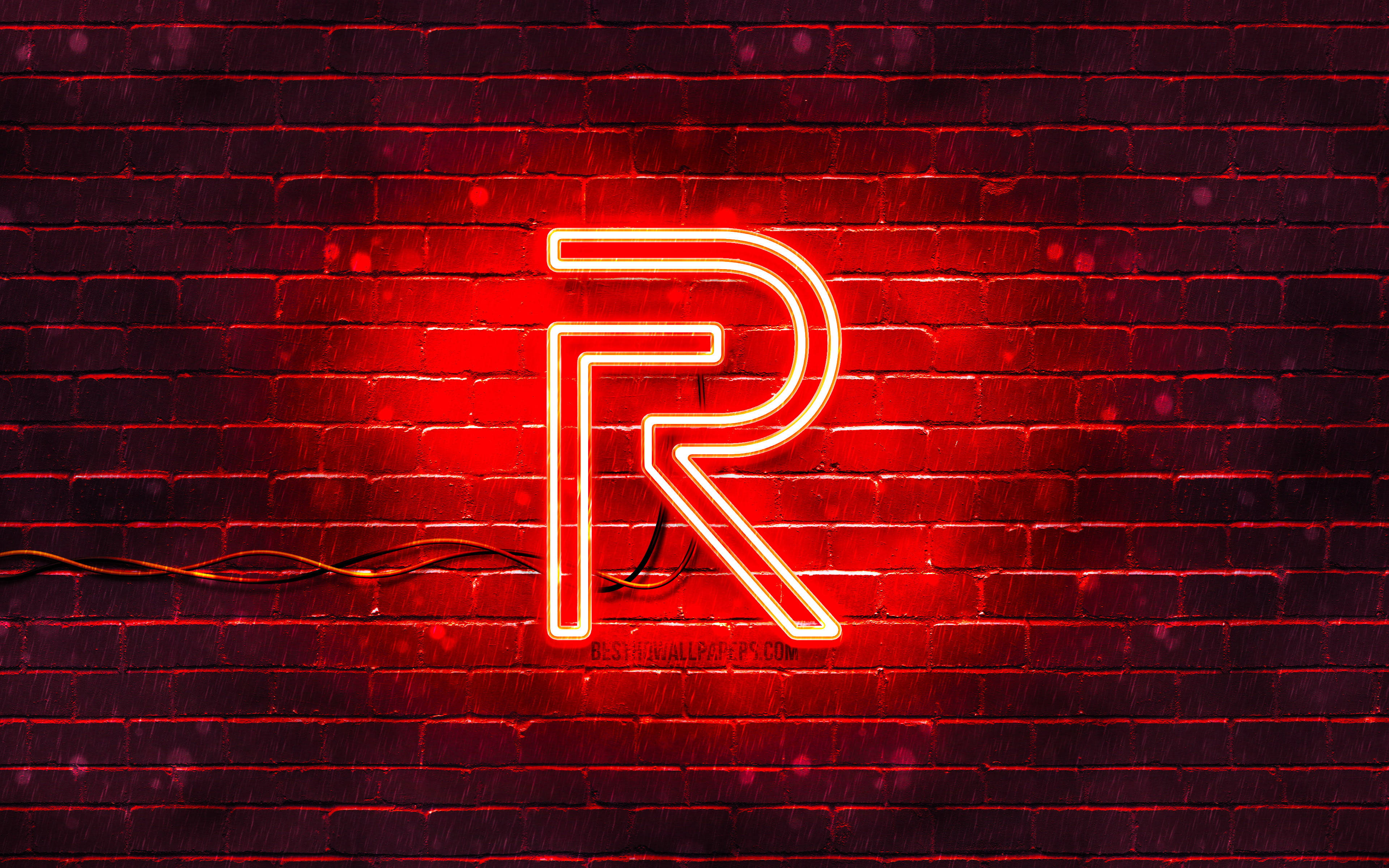 Realme 로고 네온 사인 레드 배경화면