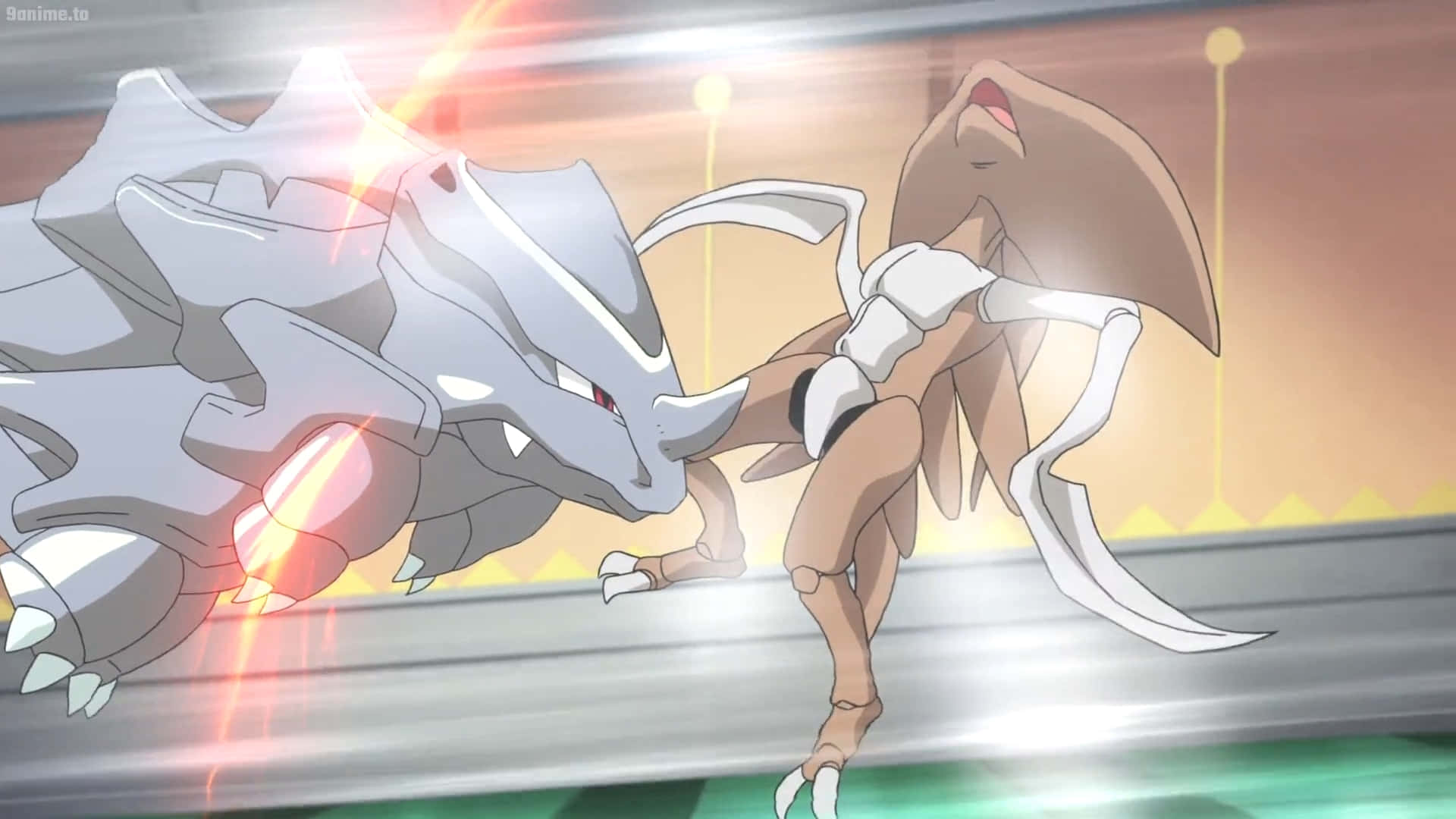 Rhyhorn 대 Kabutops 배경화면