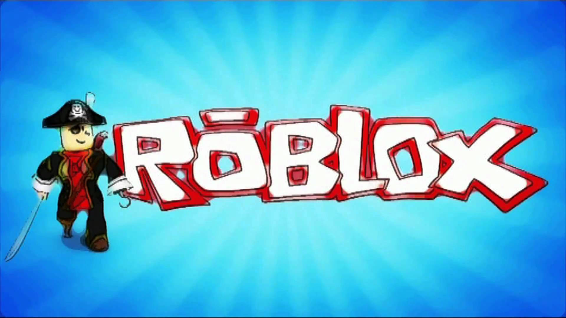 Roblox 로고 및 해적 아바타 디자인의 크리에이티브 배경화면.