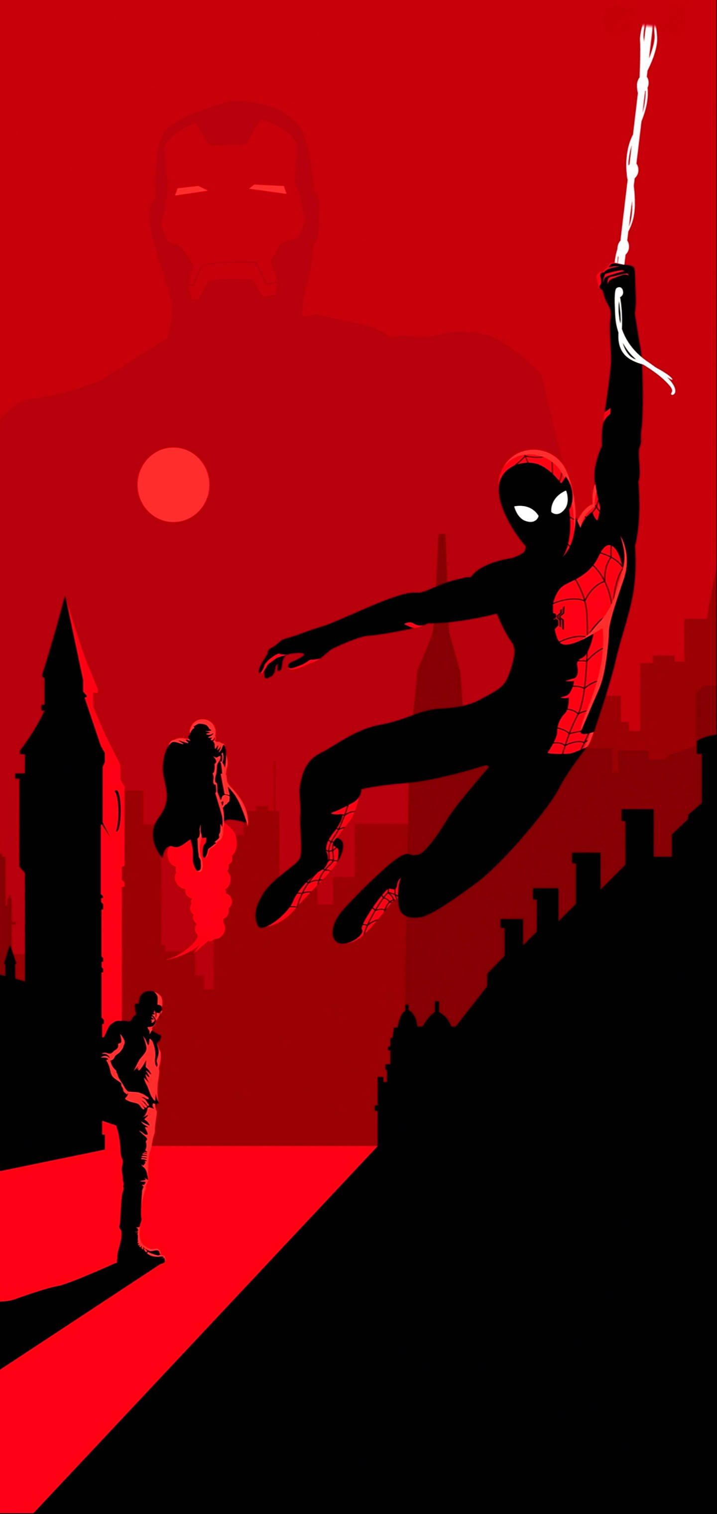 S10+ 스파이더맨과 아이언맨 배경화면