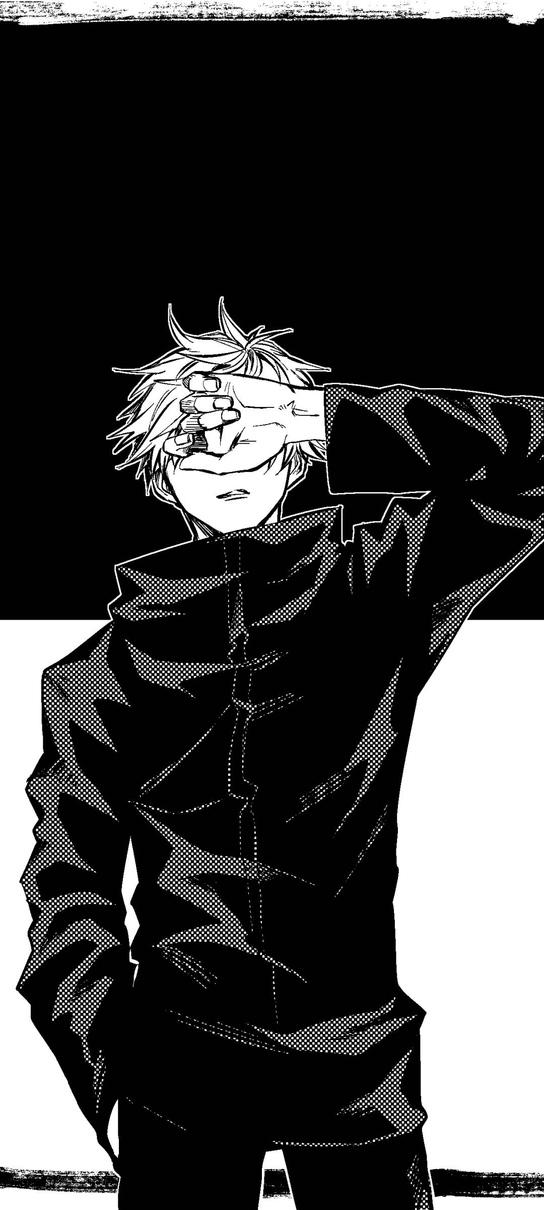 Satoru Gojo 모노크롬 아트 주술회전 폰 배경화면