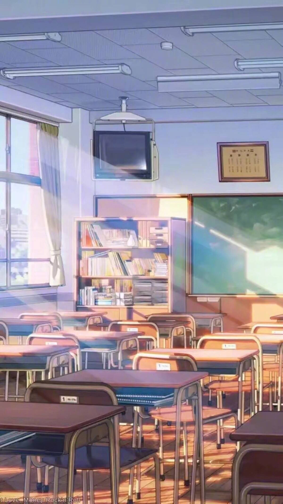 애니메이션 학교 풍경 교실 TV 배경화면