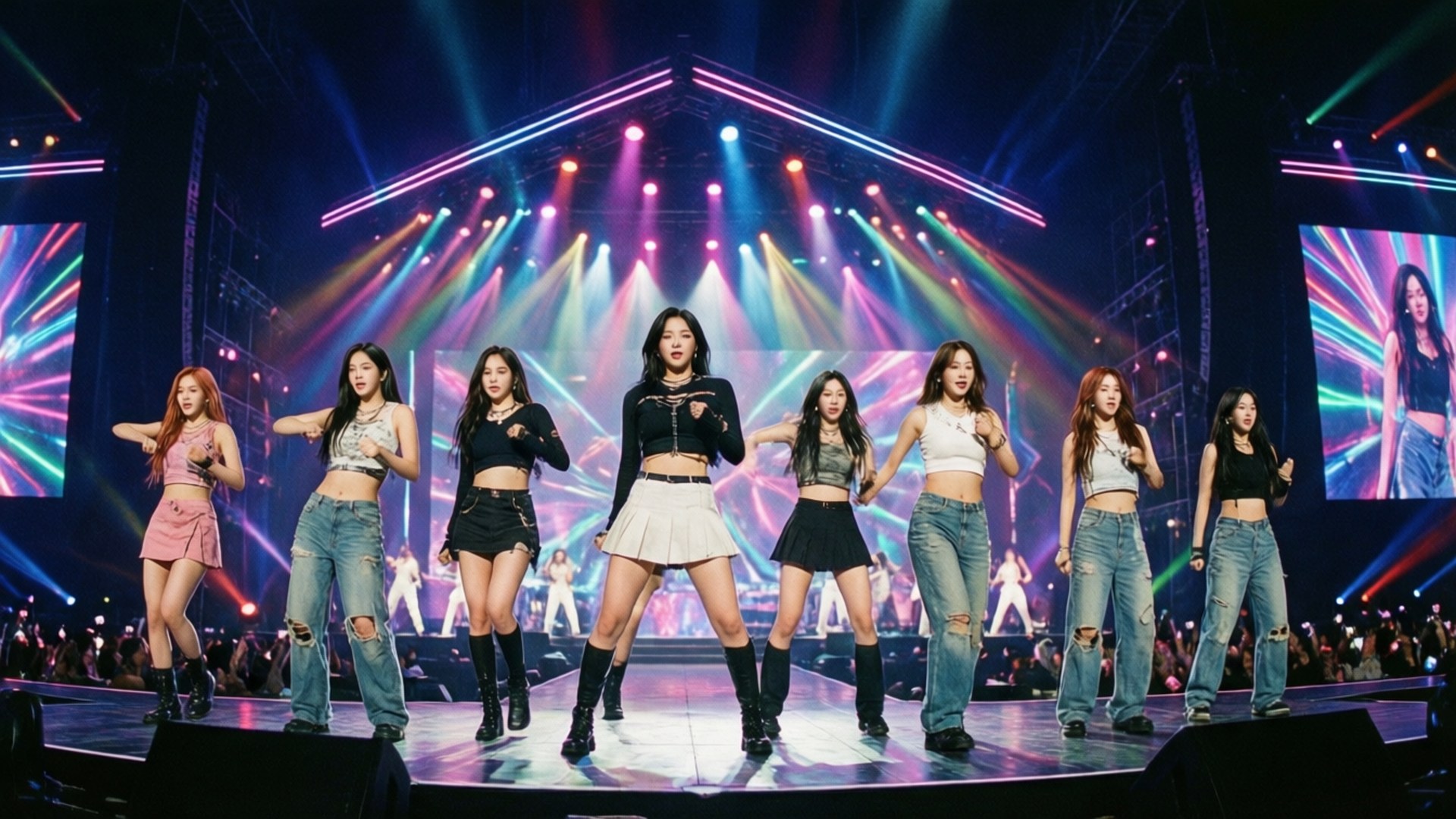 네온 스테이지 에너제틱 TWICE 배경화면