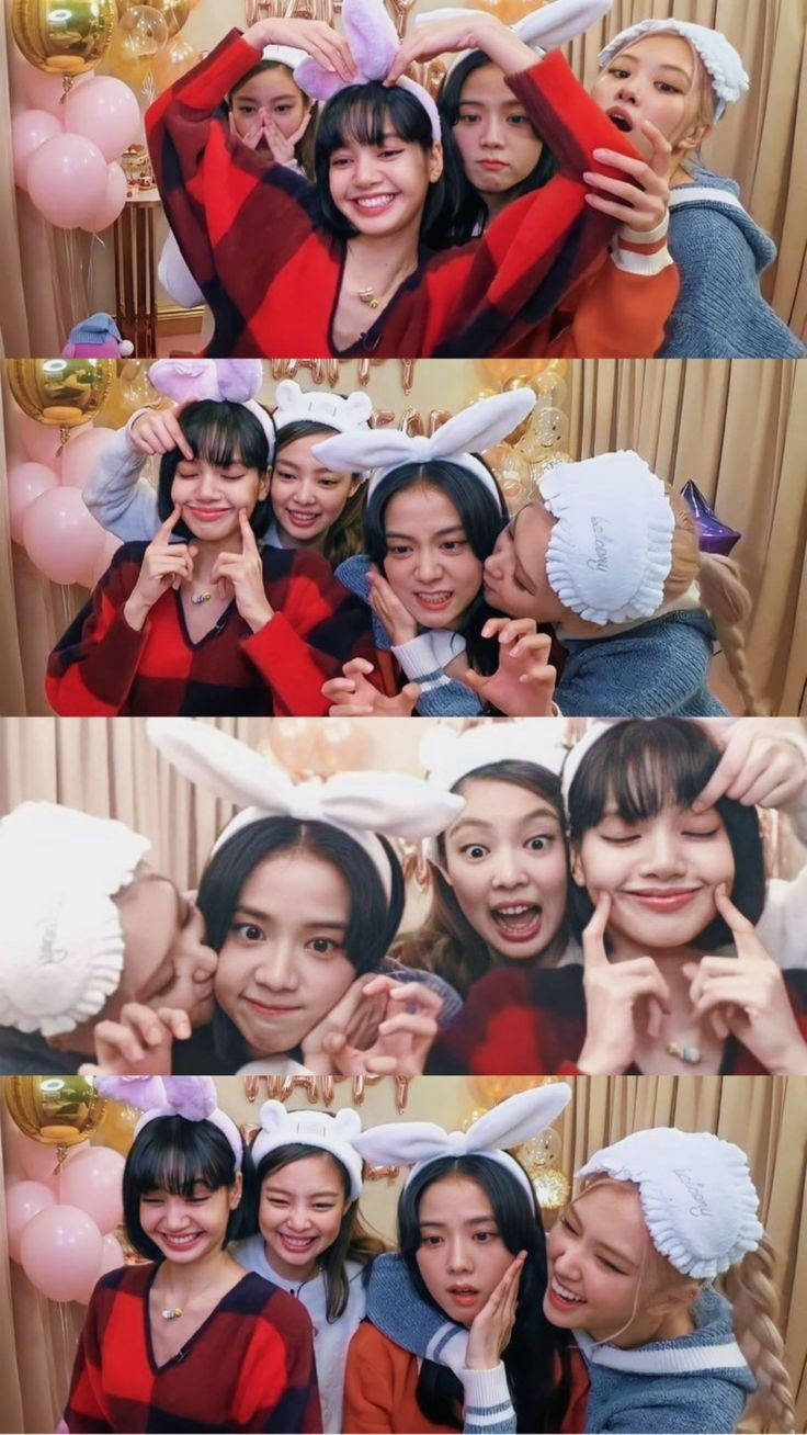 블랙핑크 귀여운 그룹 사진 VLIVE 배경화면