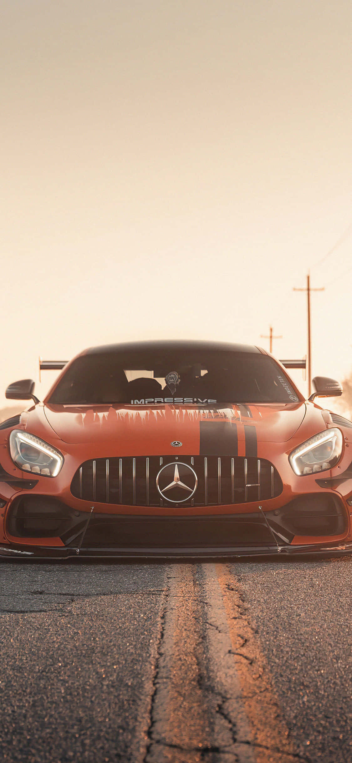 아이폰 X AMG GT-R 배경 오렌지 프론트 AMG GT 배경화면