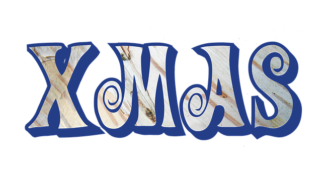 블루 X M A S 텍스트 디자인 배경화면