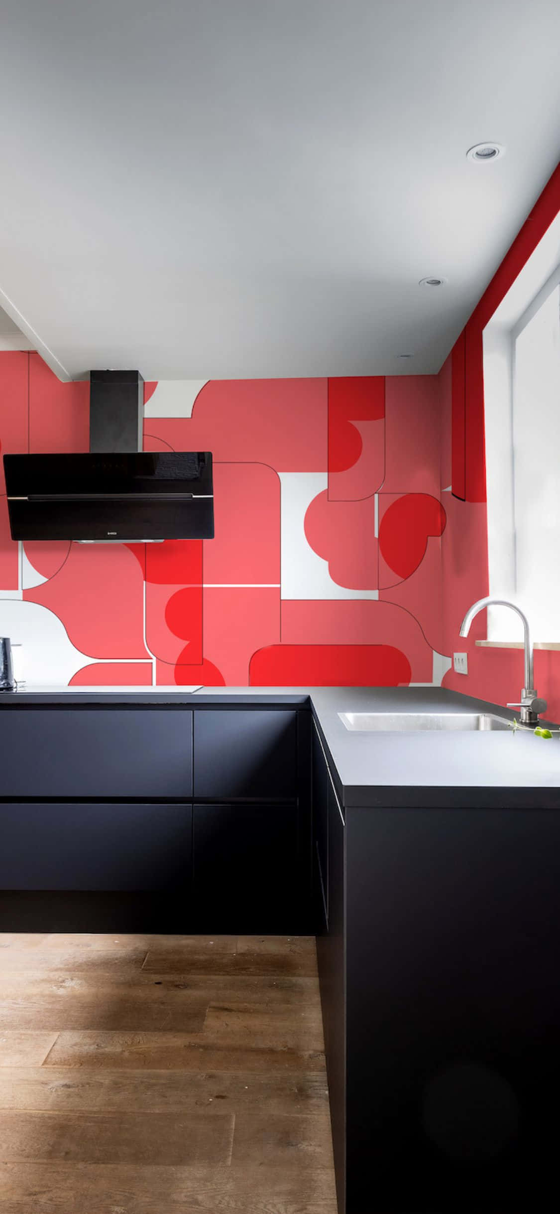 빨간 추상 디자인 아이폰 XS 주방 배경 배경화면
