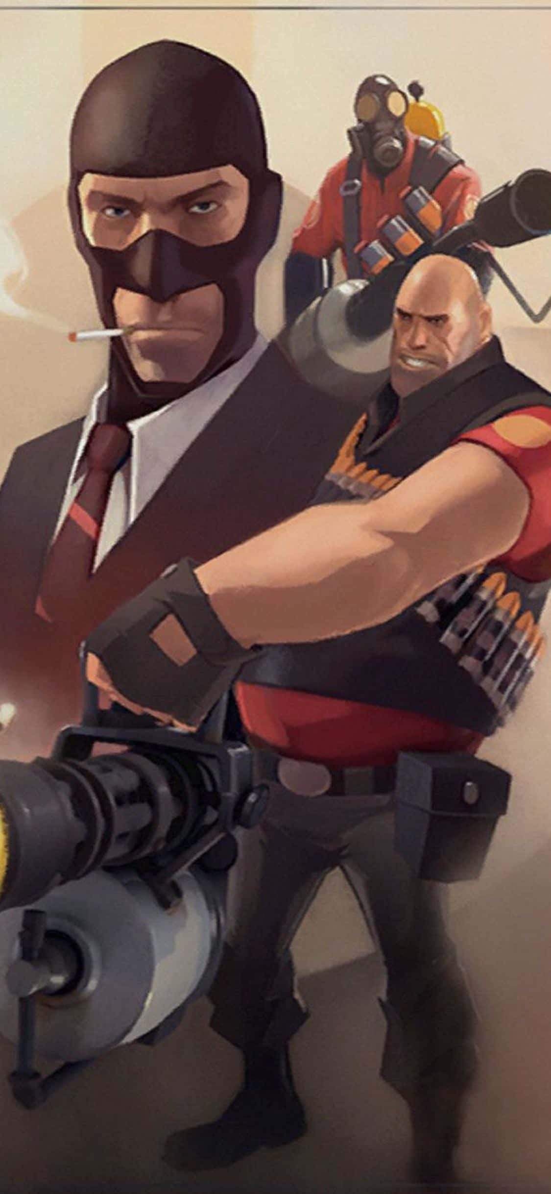 아이폰 Xs TF2 배경 스파이, 파이로, 헤비 포스터 배경화면