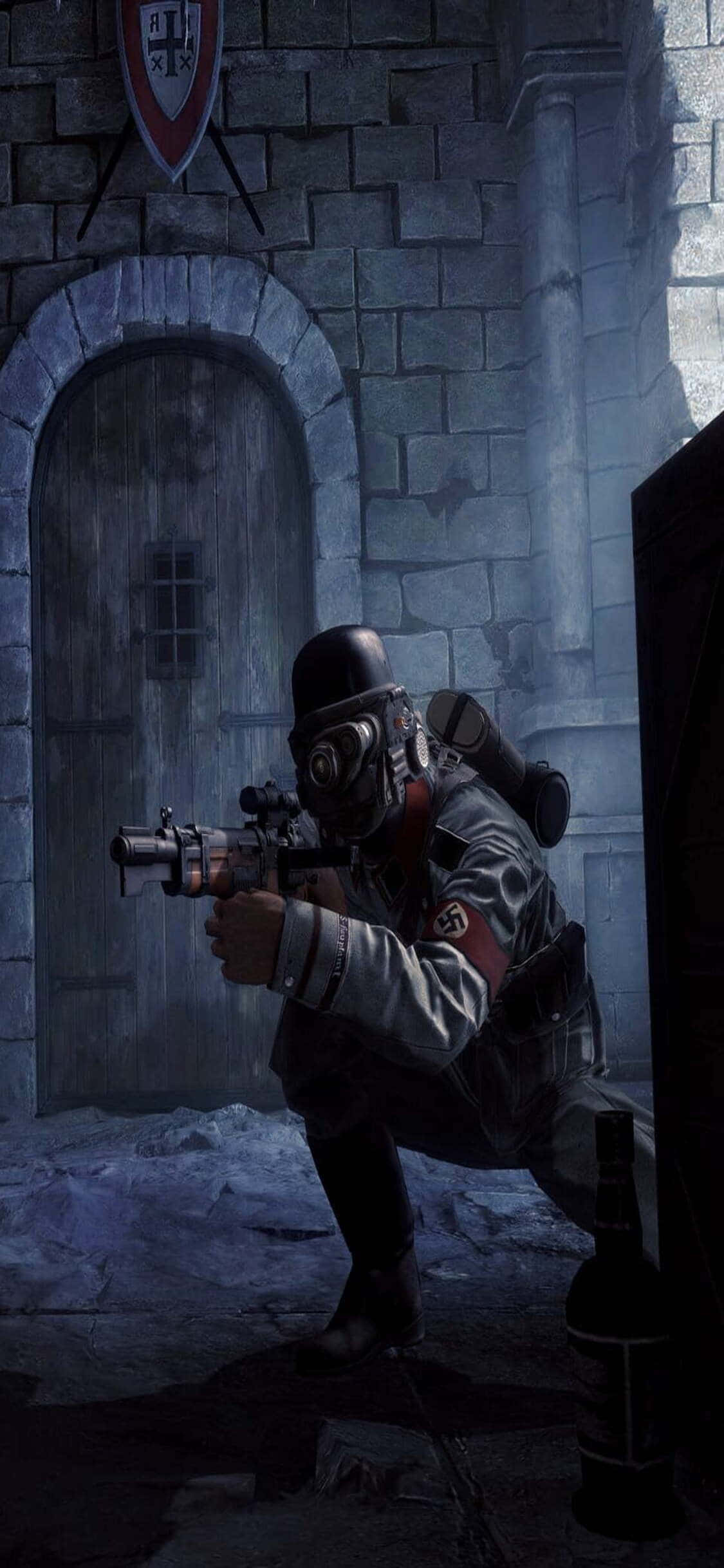 아이폰 Xs에서 Wolfenstein II로 게임 레벨을 높이세요 배경화면
