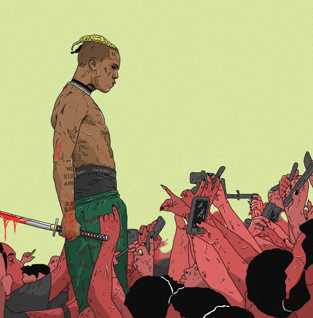 Xxxtentacion 애니메이션 군중 속에 서다 배경화면