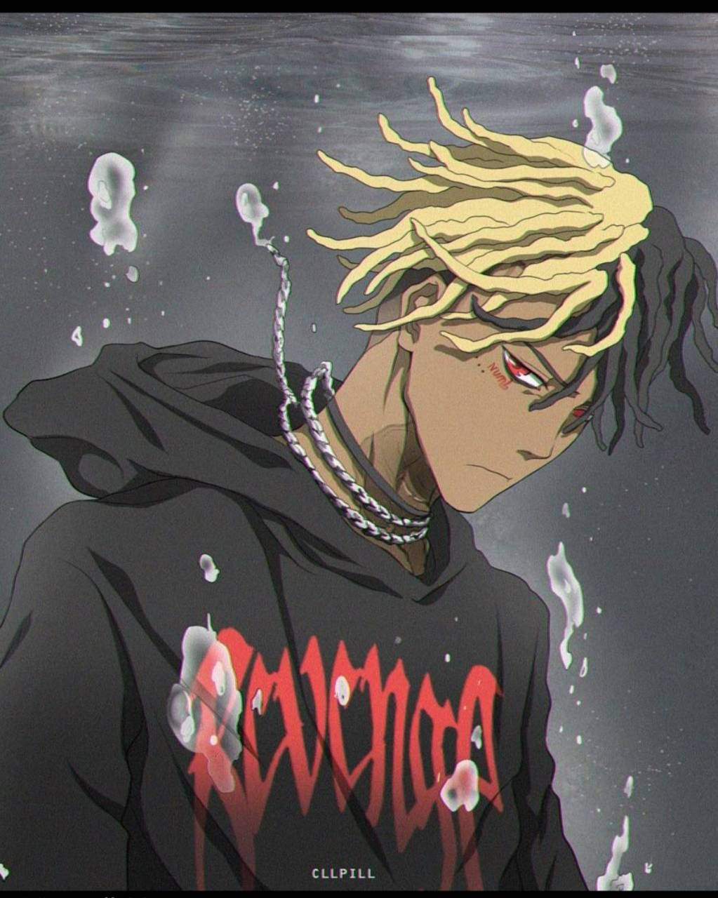 검은 재킷을 입은 Xxxtentacion 애니메이션 배경화면