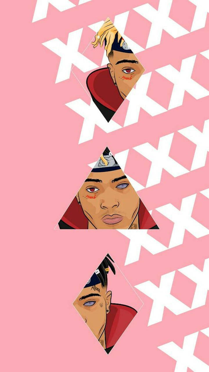 나루토 XXXTentacion 아트워크 핑크 에스테틱 배경화면