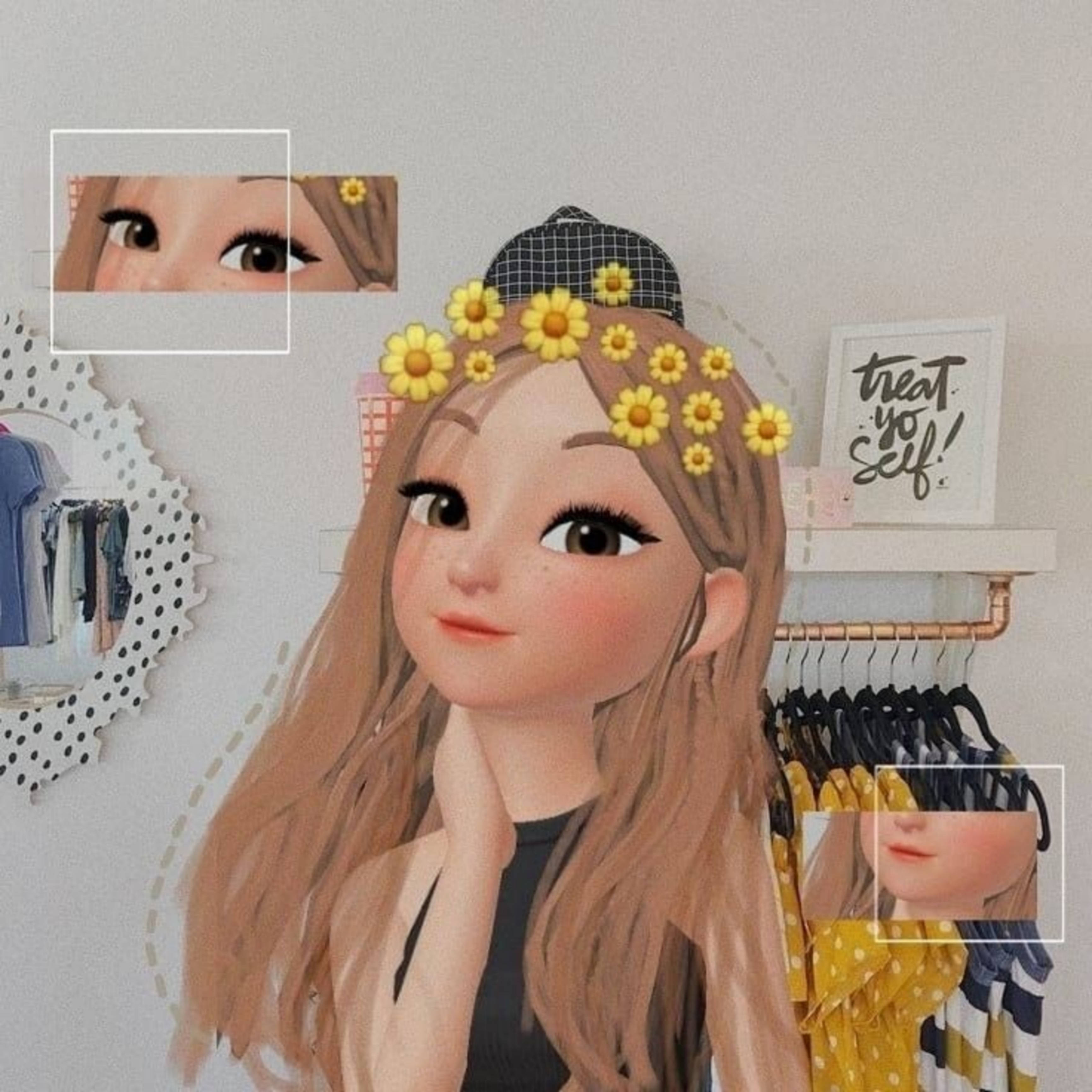 Zepeto 감성 해바라기 왕관 소녀 배경화면
