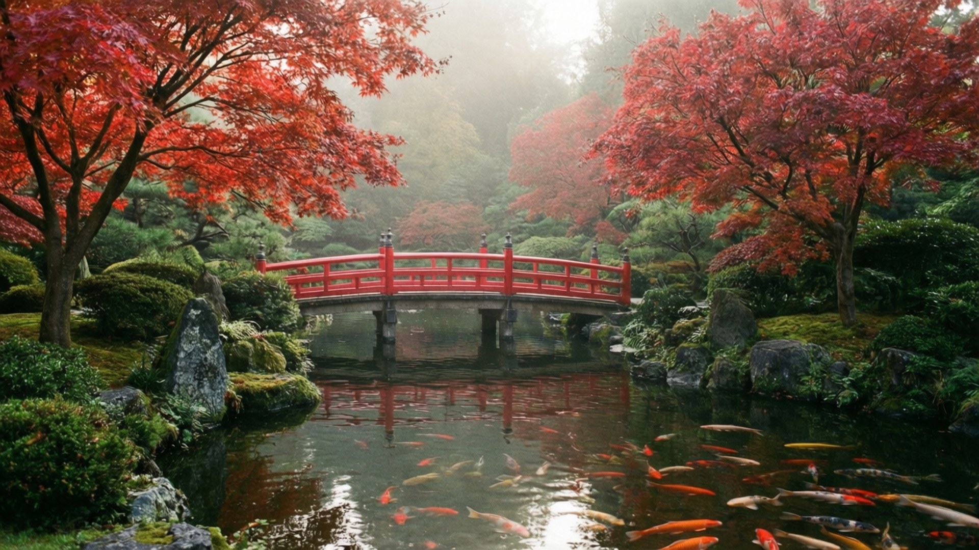 가을 일본 정원 배경화면
