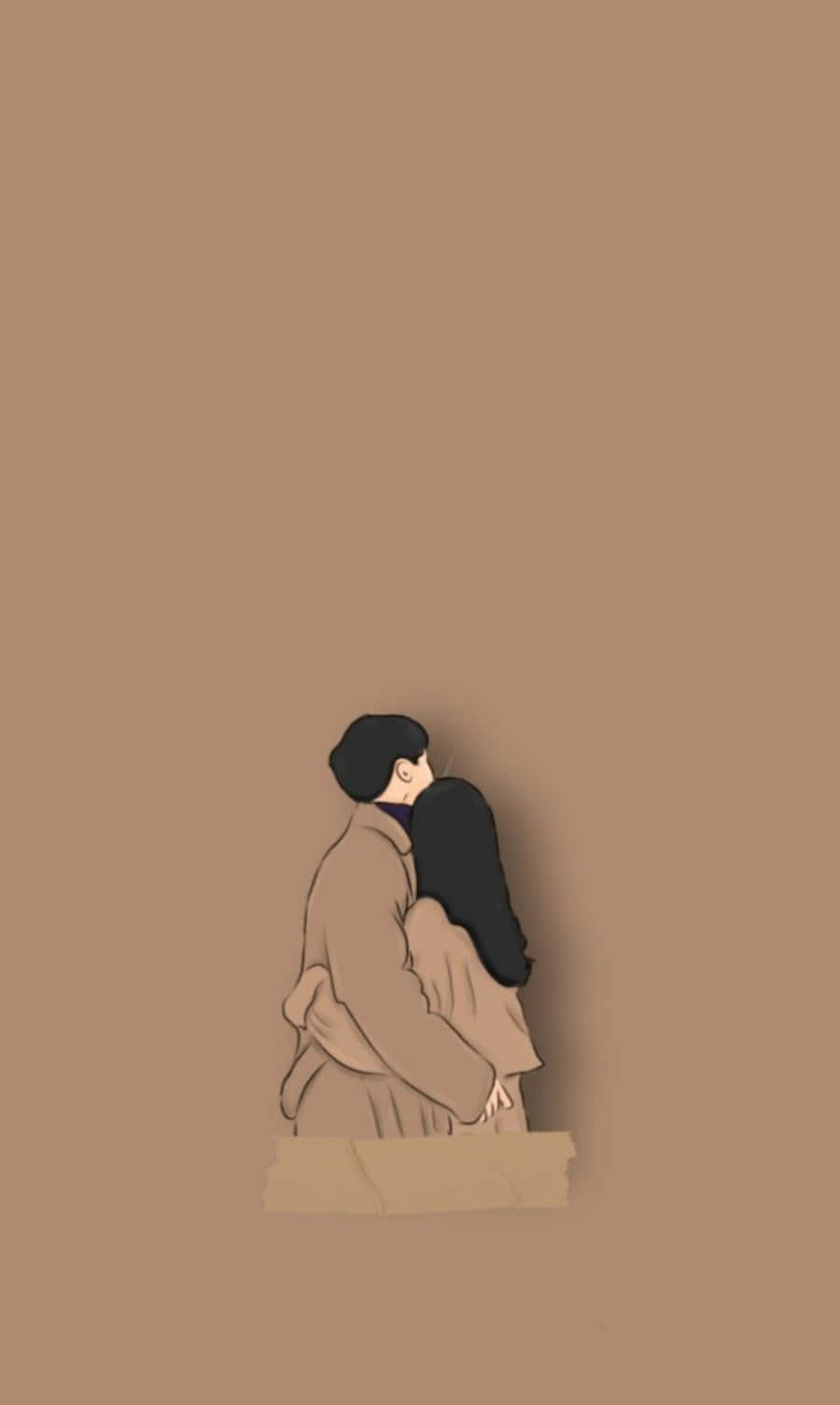 갈색 만화 커플 사진 배경화면