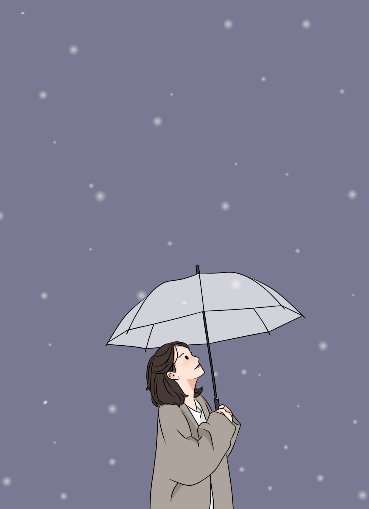 감성적인 우산을 든 소녀 배경화면