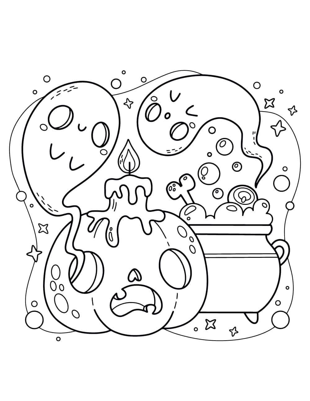 거품 목욕하는 유령 할로윈 색칠 그림 배경화면