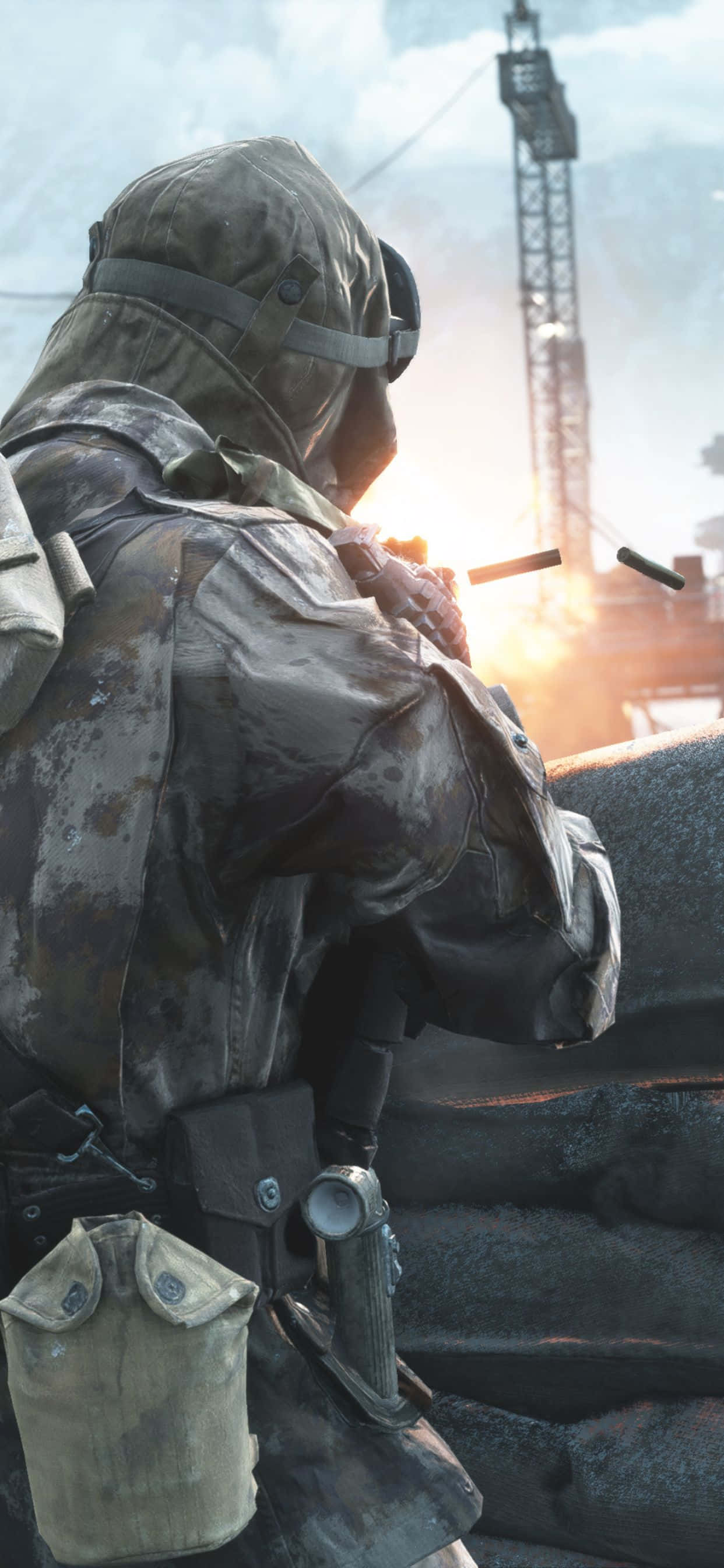 건물 앞에서 총을 든 군인 배경화면