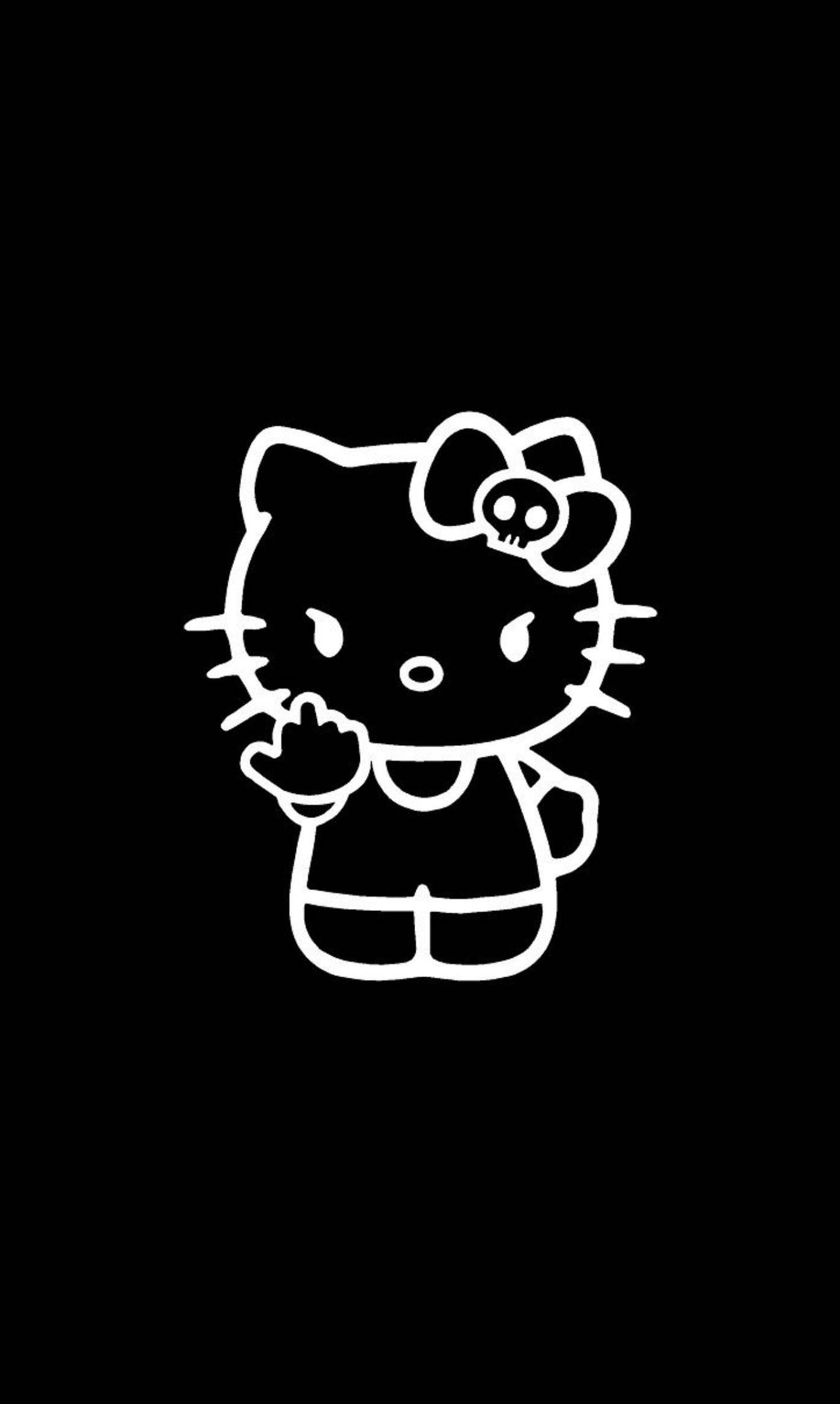 검은 헬로키티 상스러운 손짓 배경화면