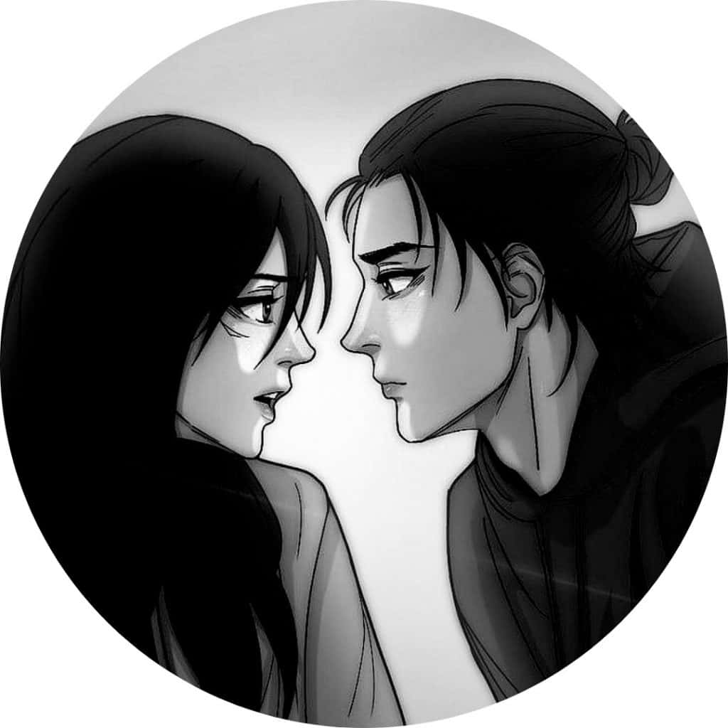 검은색 애니메이션 프사 미카사와 에렌 배경화면