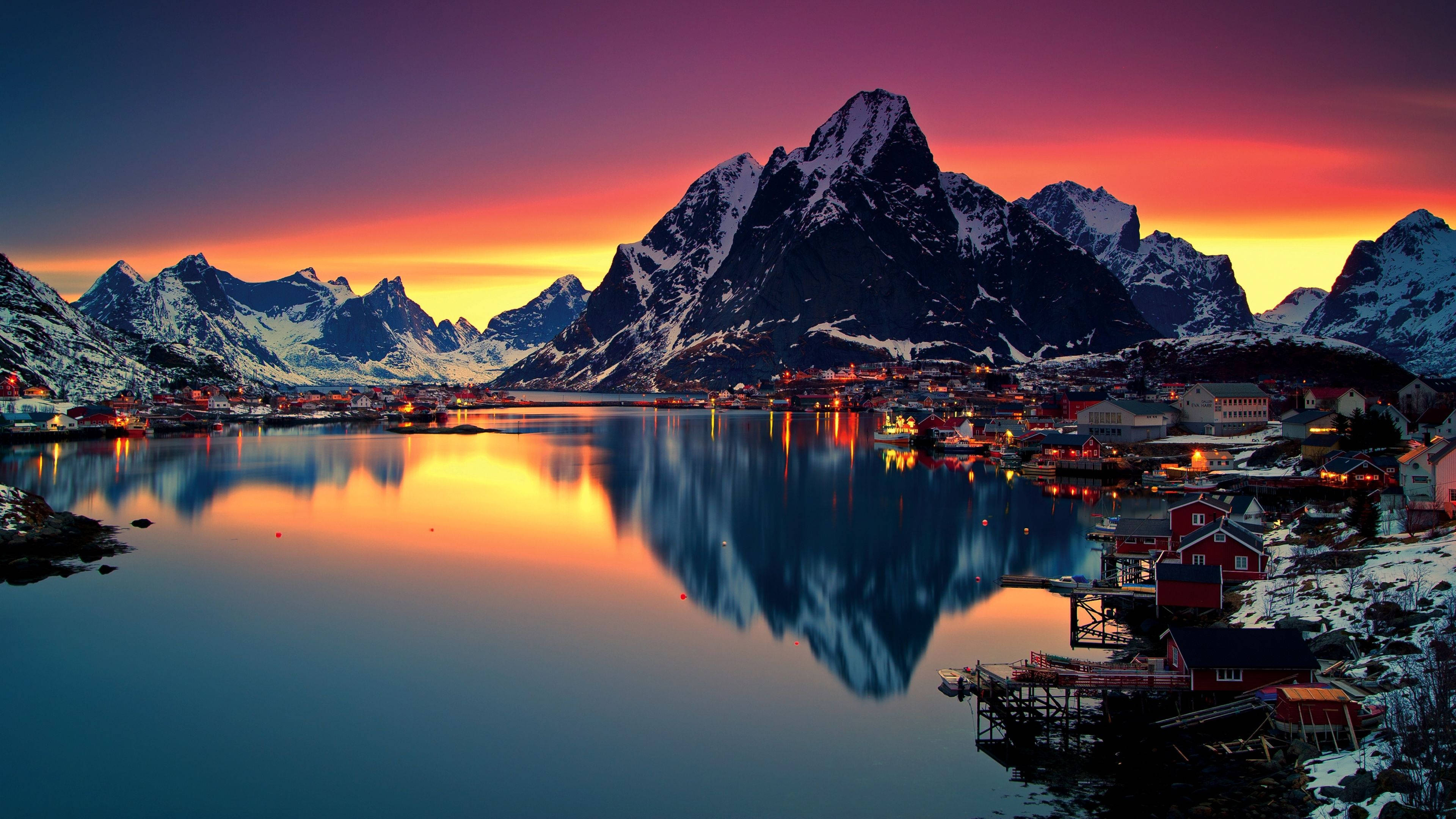경치 좋은 해변 마을 배경화면