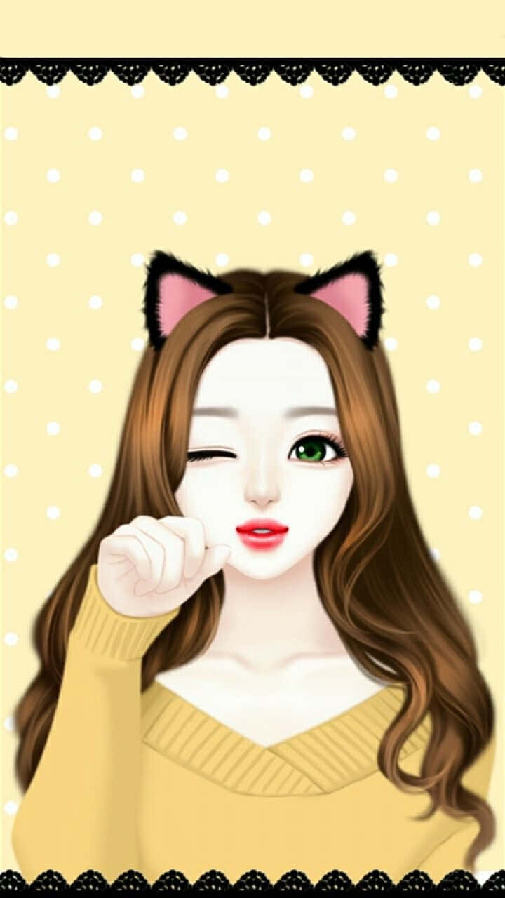 고양이 귀를 한 예쁜 소녀 사진 배경화면