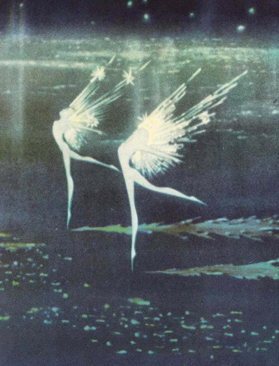공중을 나는 두 요정 날개의 그림 배경화면
