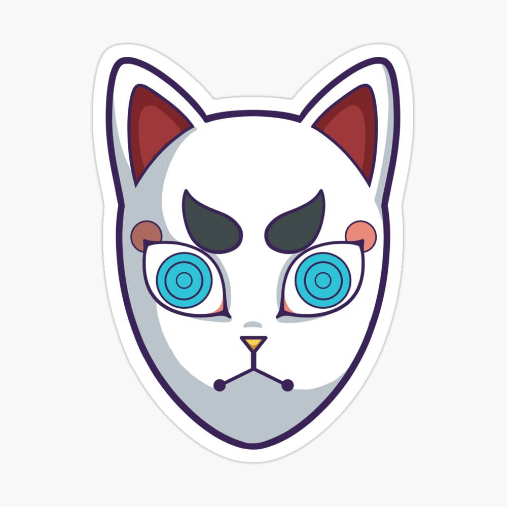 귀살대 가면 파란 눈 고양이 배경화면