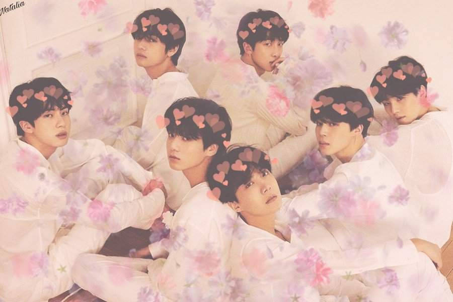귀여운 BTS 그룹 꿈결같은 하트 포토슛 배경화면