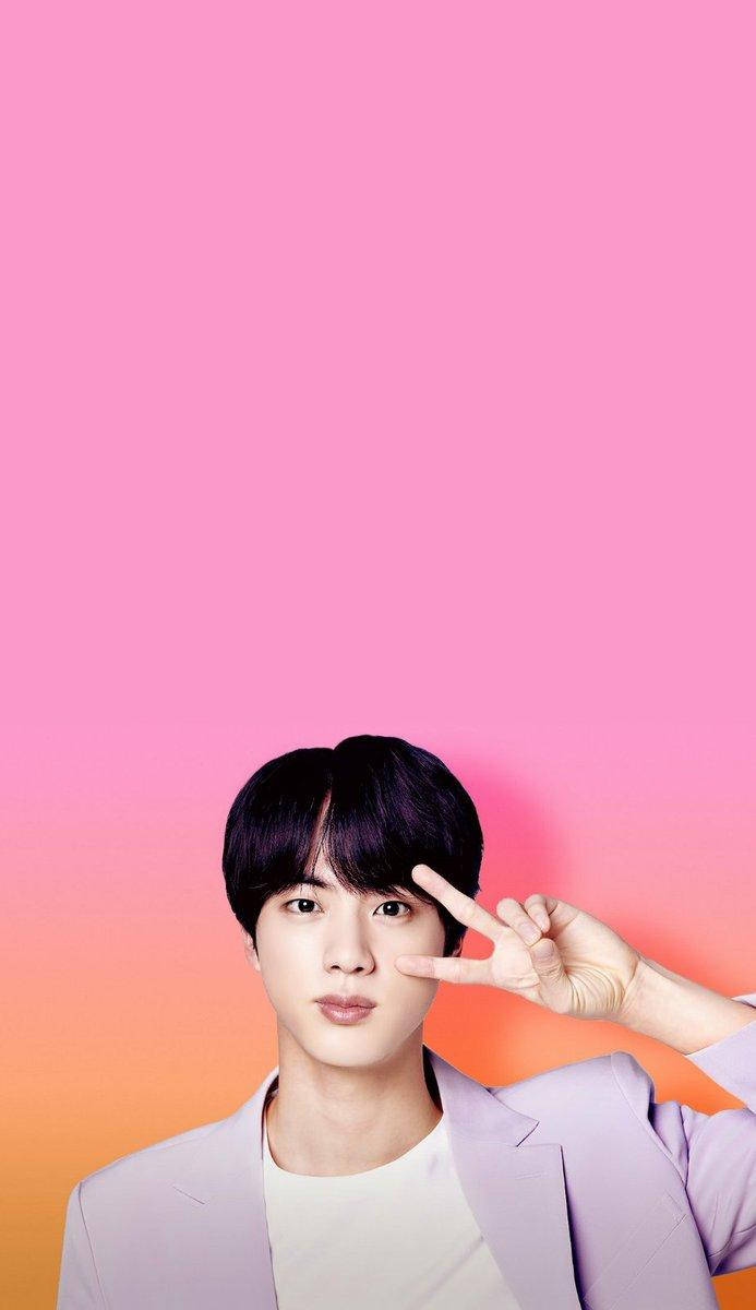 귀여운 BTS 진 핑크와 오렌지 그라데이션 배경화면