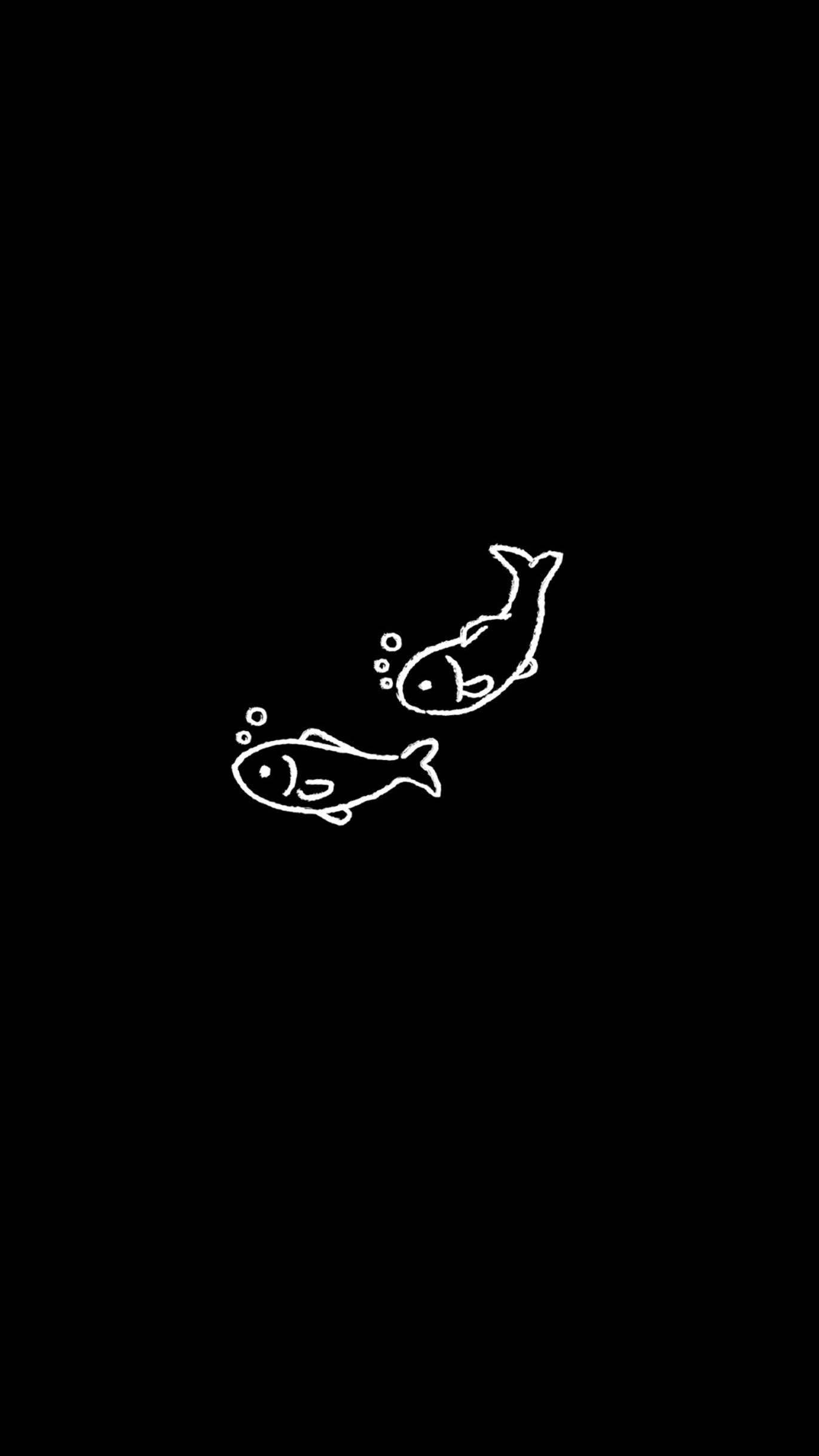 귀여운 검은 물고기 그림 배경화면
