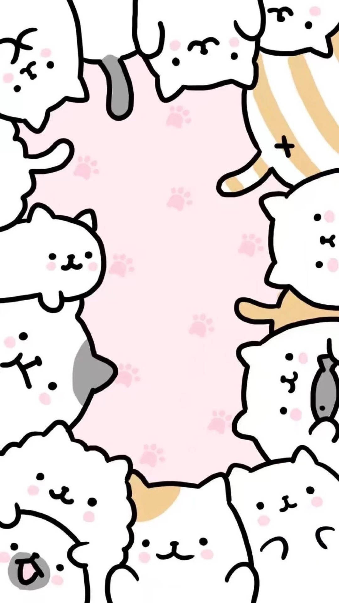 귀여운 고양이 프레임이 있는 카와이 아이패드 — 카와이 배경화면