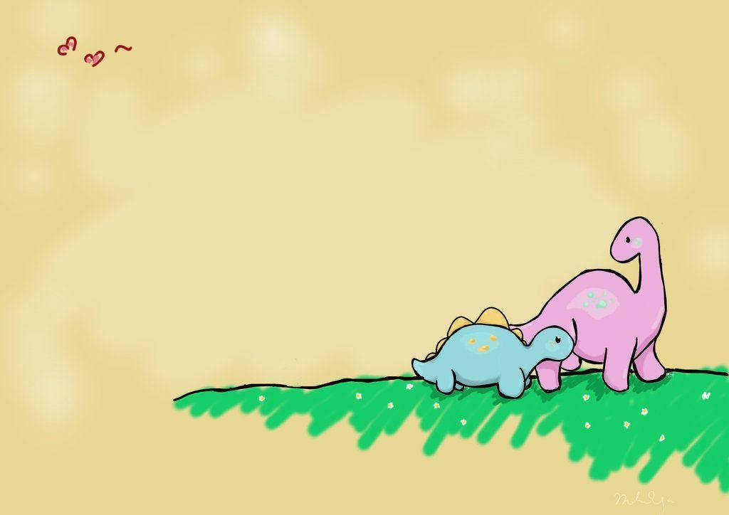 귀여운 공룡 엄마와 아들 배경화면