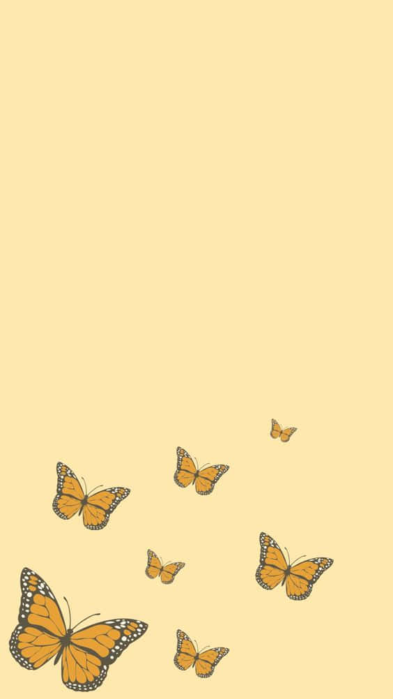 귀여운 노랑 나비 아트 배경화면