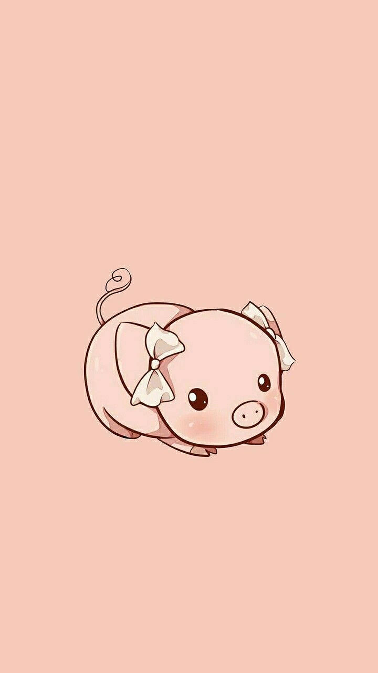 귀여운 돼지 핑크 리본 배경화면