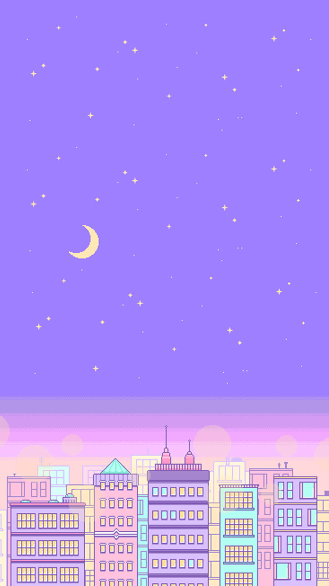 귀여운 보라색 감성 픽셀 도시 — 보라색 감성 GIF 배경화면