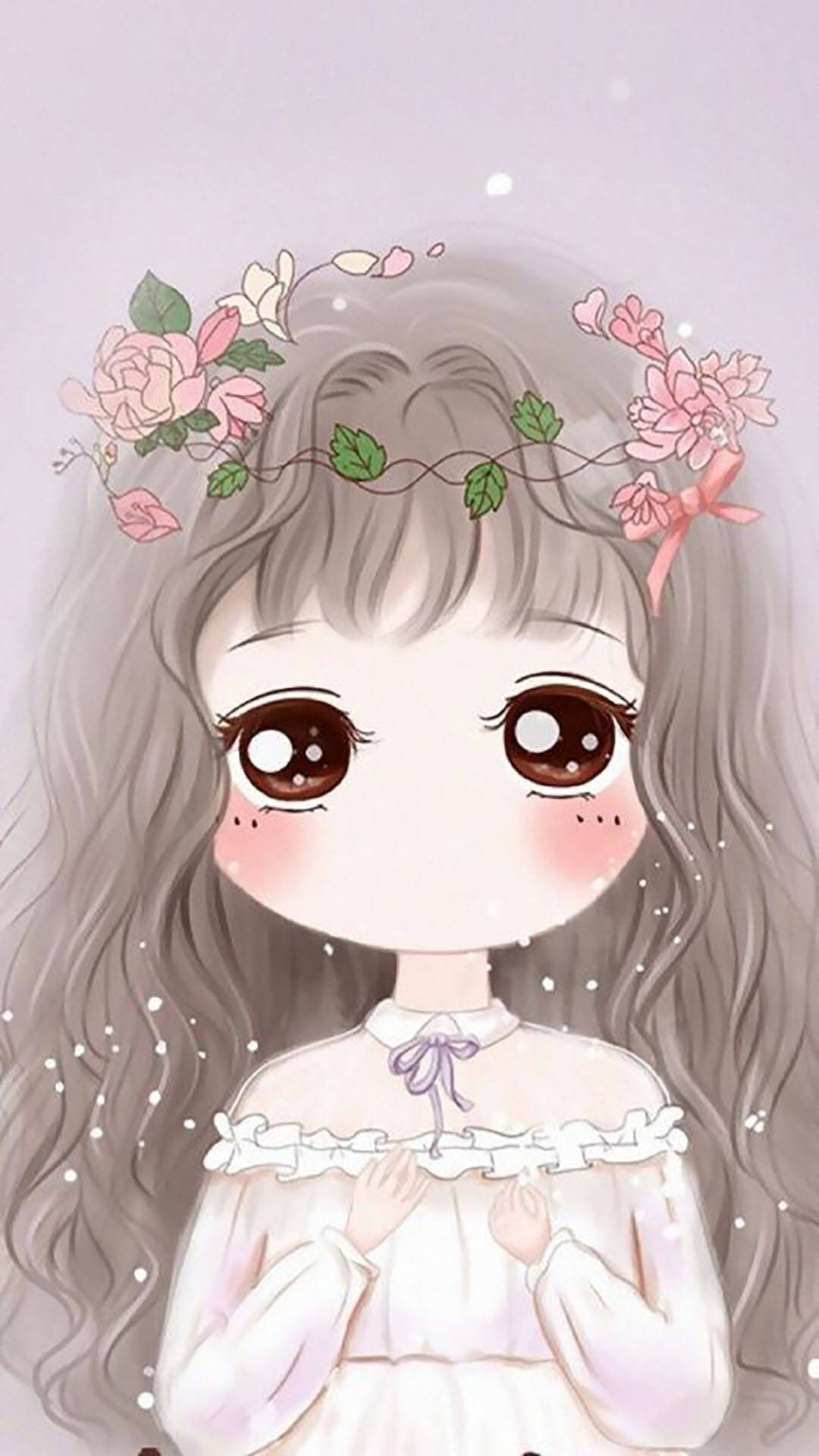 귀여운 소녀 꽃왕관 배경화면