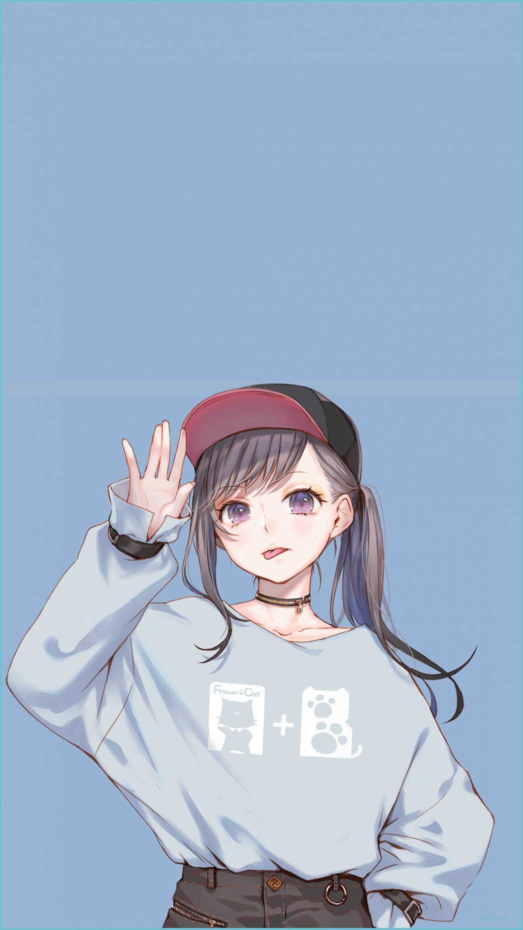 귀여운 애니메이션 소녀 PFP 3D 아트워크 배경화면