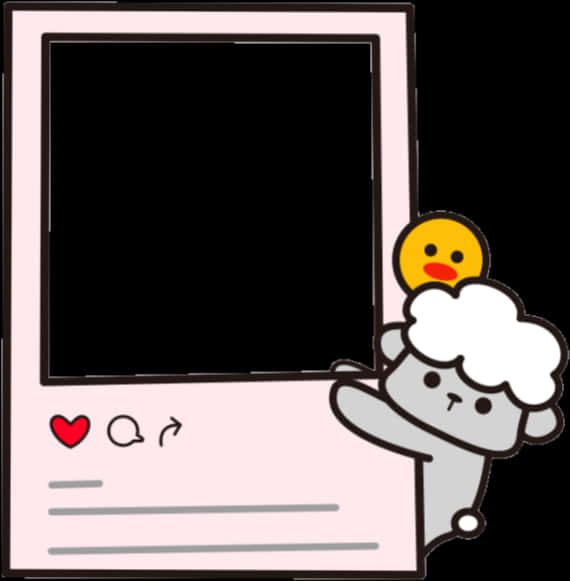 귀여운 양과 병아리 프레임 배경화면